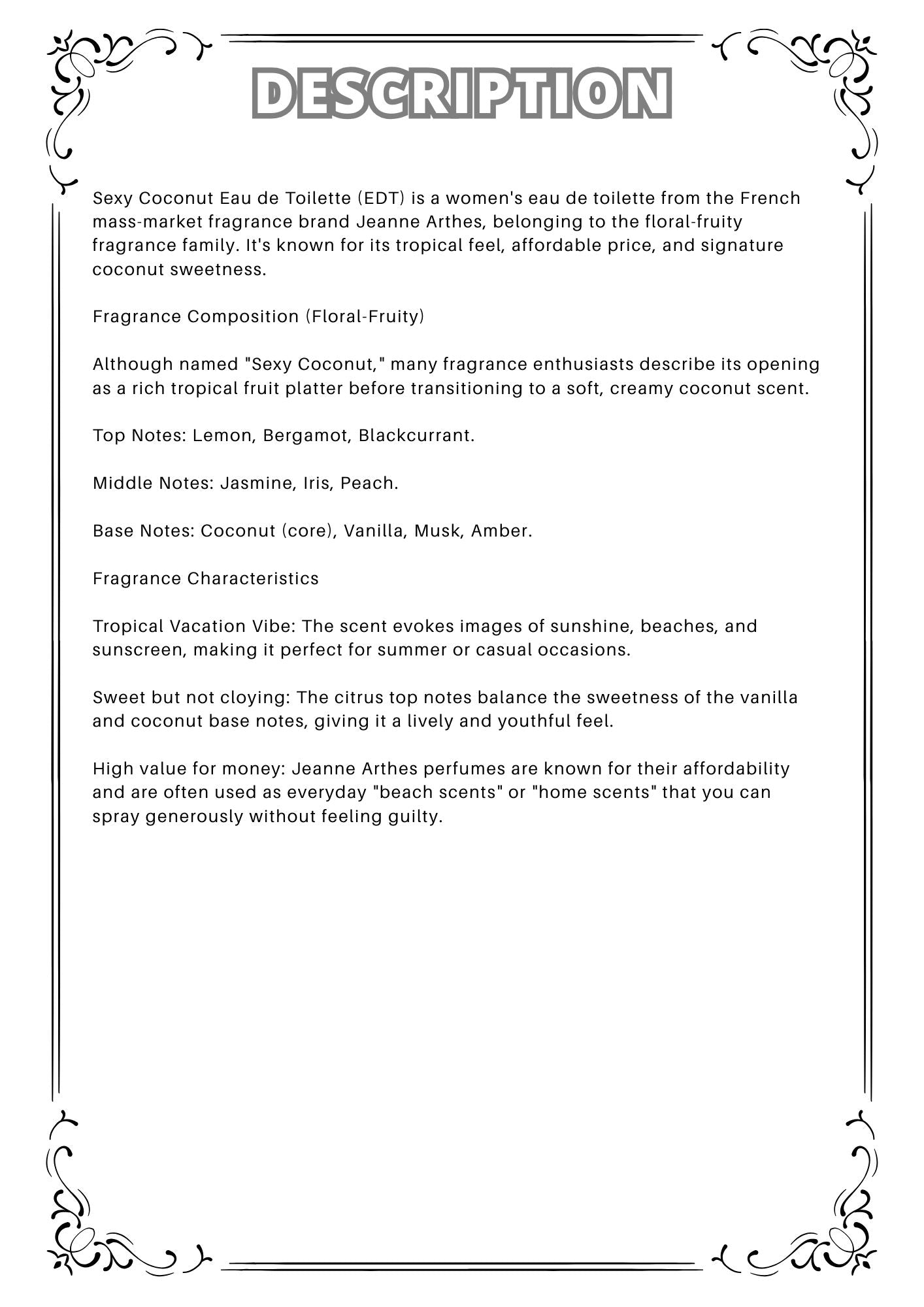 W34 - Sexy Coconut EDT Travel Spray 2ml, 5ml, 10ml 性感椰子淡香水 分裝瓶