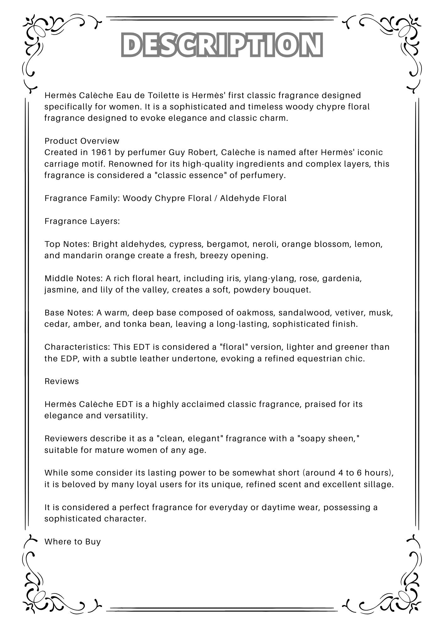 W68 - Hermes Caleche EDT Travel Spray 2ml, 5ml, 10ml 愛馬仕之馬車女士淡香水 分裝瓶