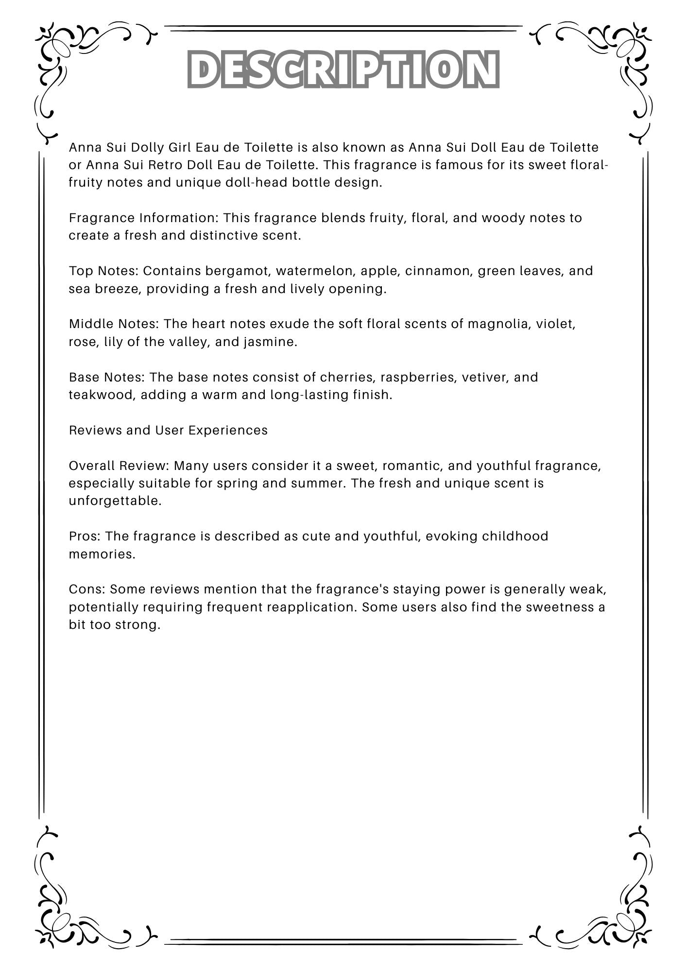 W52 - Anna Sui Dolly EDT Travel Spray 2ml, 5ml, 10ml 安娜蘇洋娃娃女性淡香水 分裝瓶