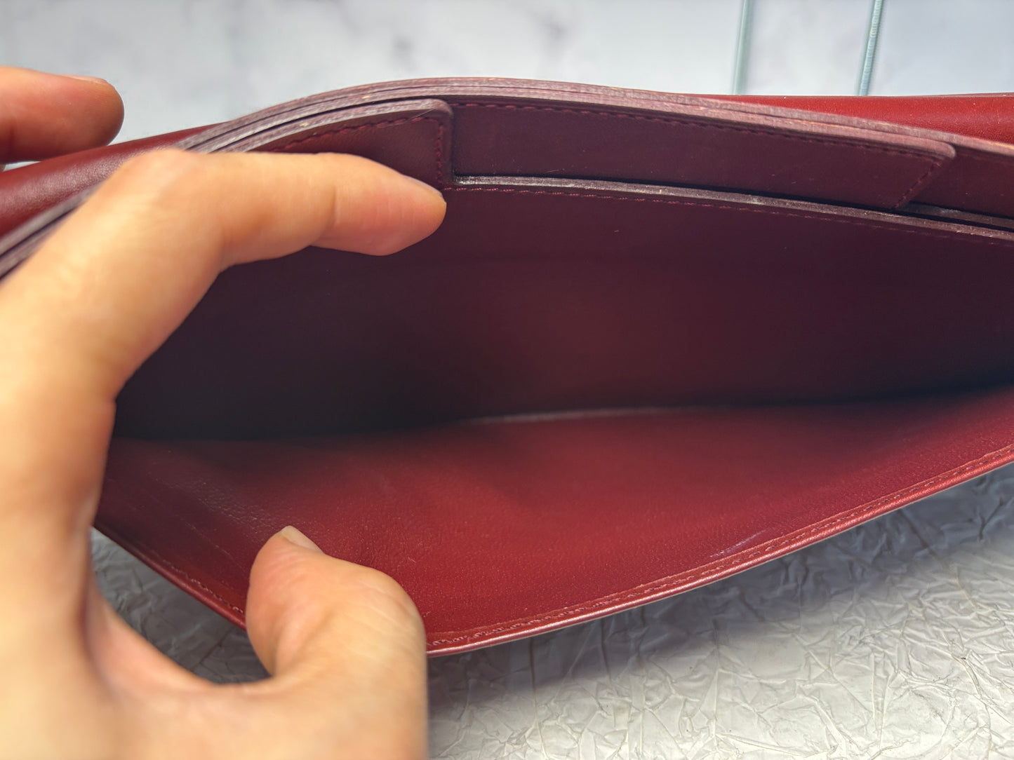 Auth Cariter handbag maroon wallet bag - cartier