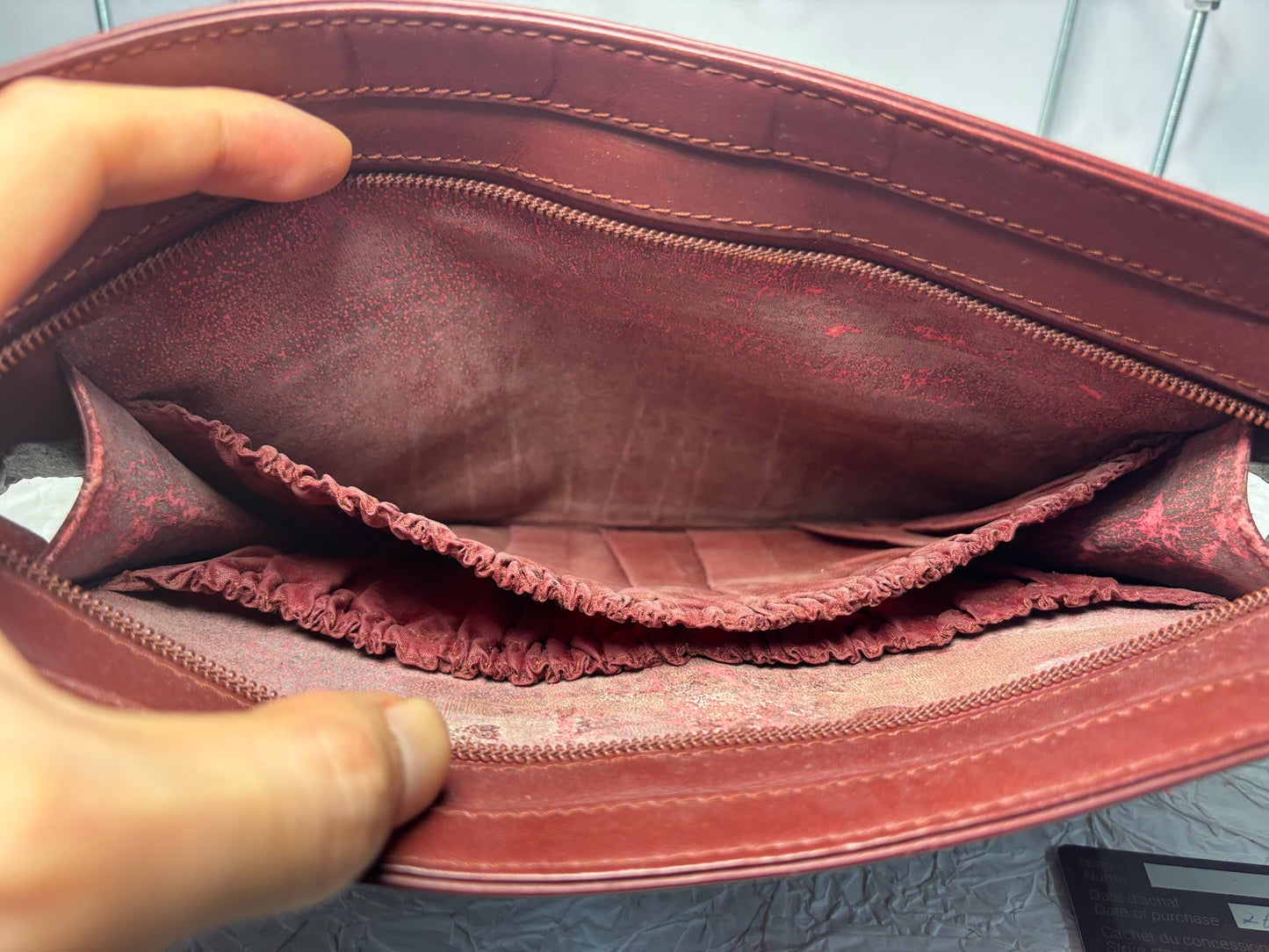 Auth Cariter handbag maroon wallet bag - cartier