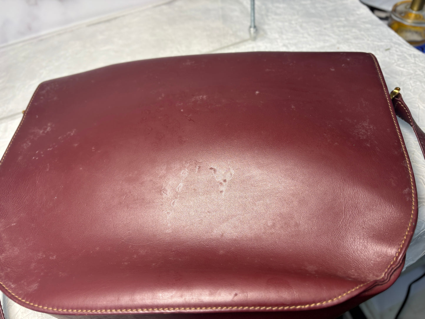Auth Cariter handbag maroon shoulder bag - cartier