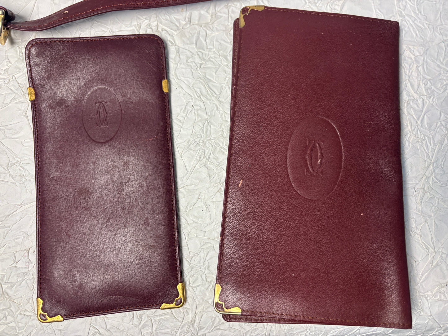 Auth Cariter handbag maroon wallet bag lot 5 set - cartier