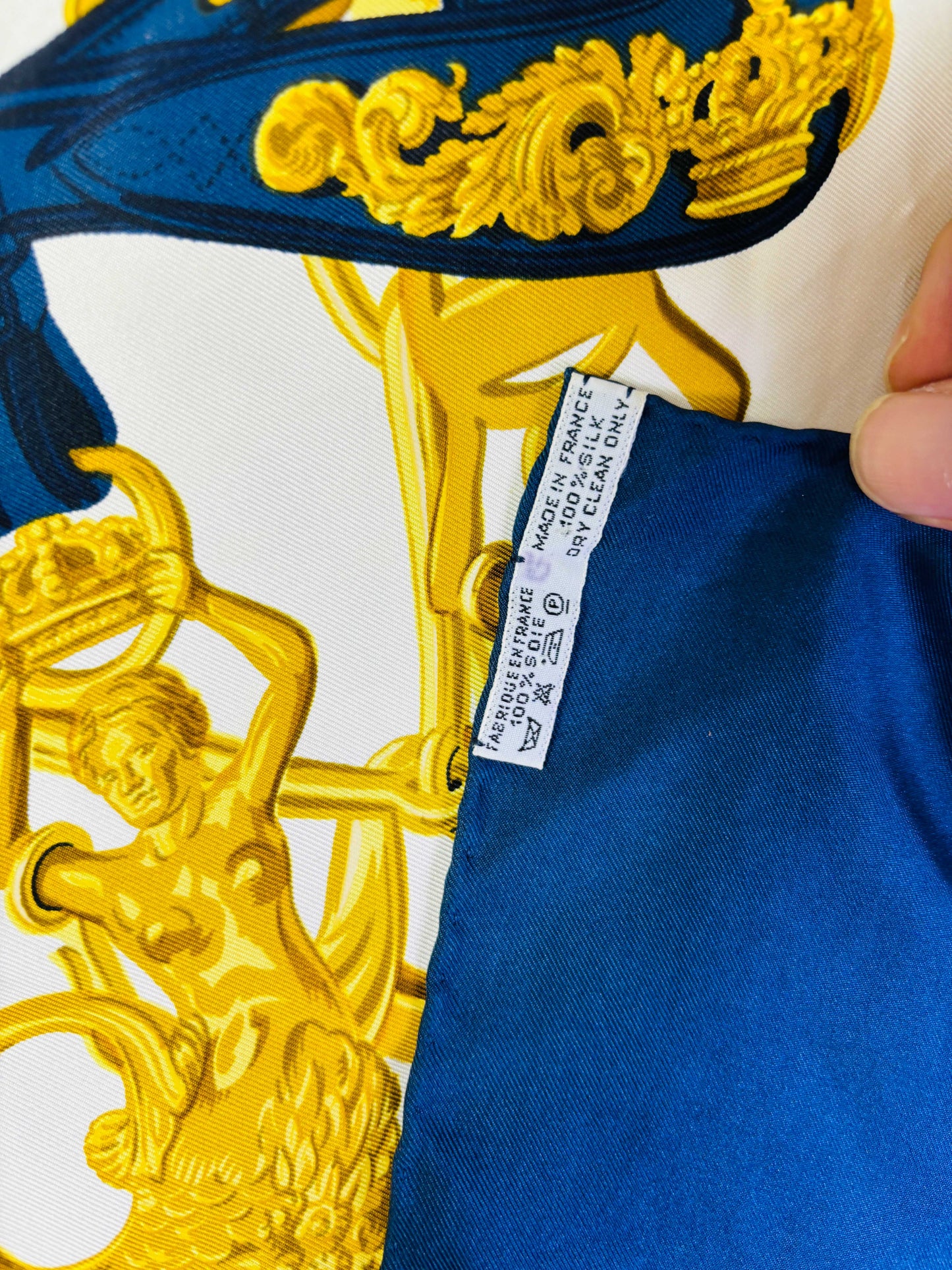 Auth Hermes Scarf Silk Navy 90 x 90cm - 070524