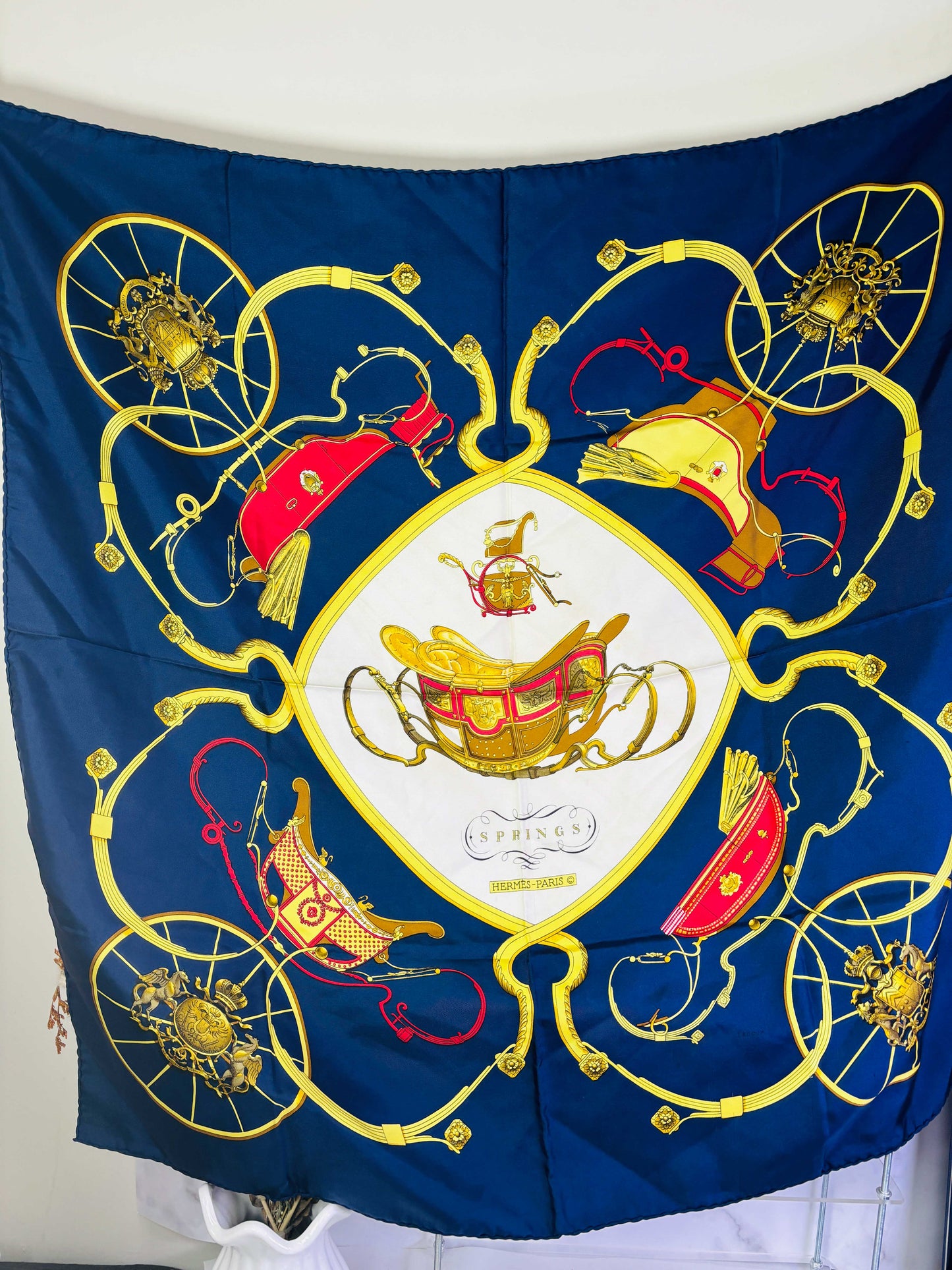 Auth Hermes Scarf Silk Maroon 90 x 90cm - 070524