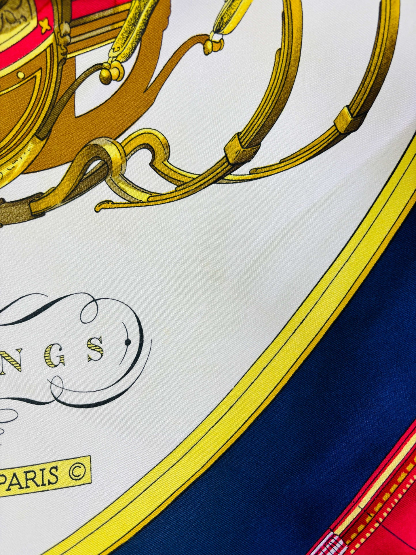 Auth Hermes Scarf Silk Navy 90 x 90cm - 070524