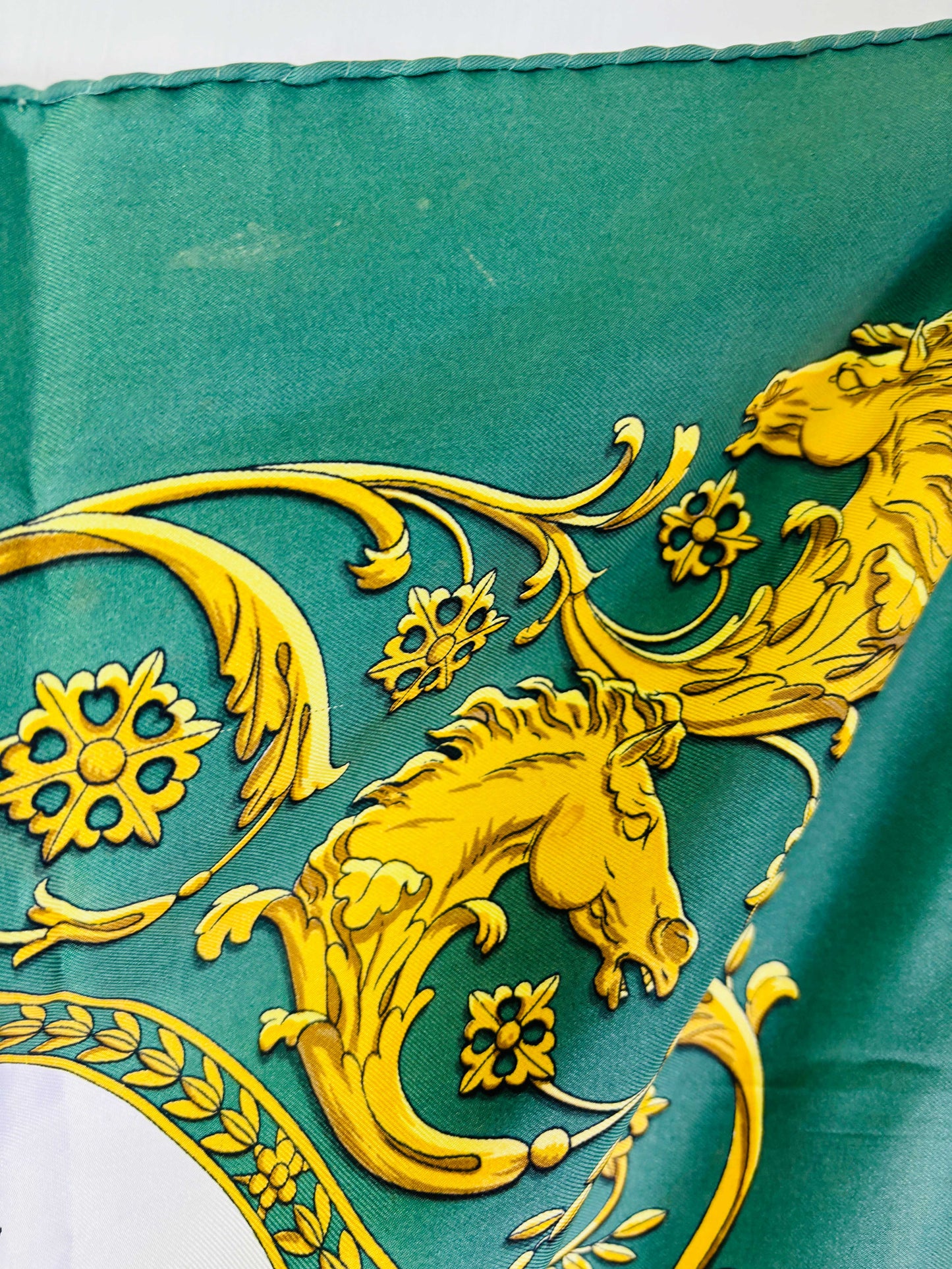 Auth Hermes Scarf Silk Green Long Champs 90 x 90cm - 070524