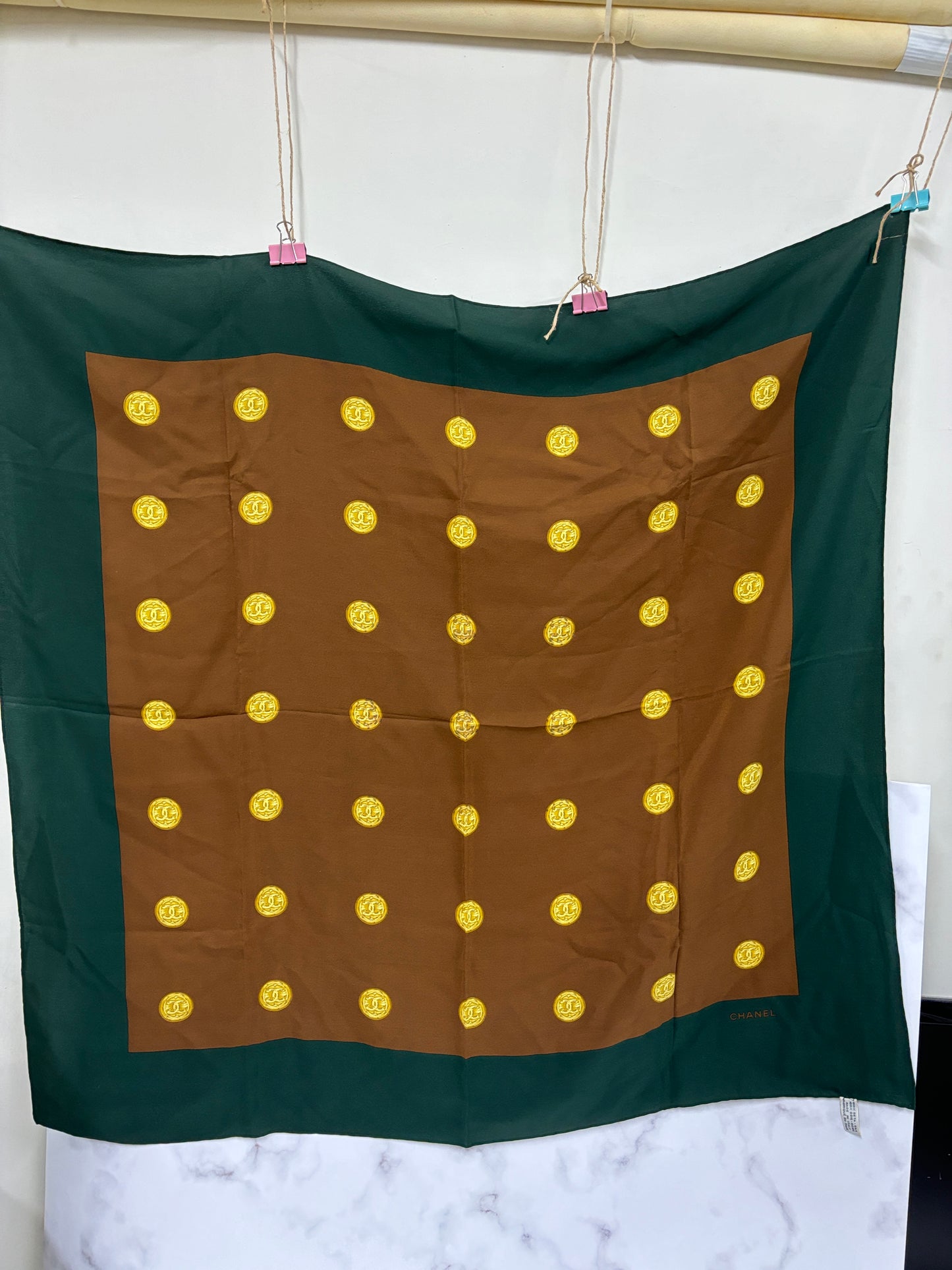 Auth Chanel Scarf Silk green 90 x 90cm - 110624