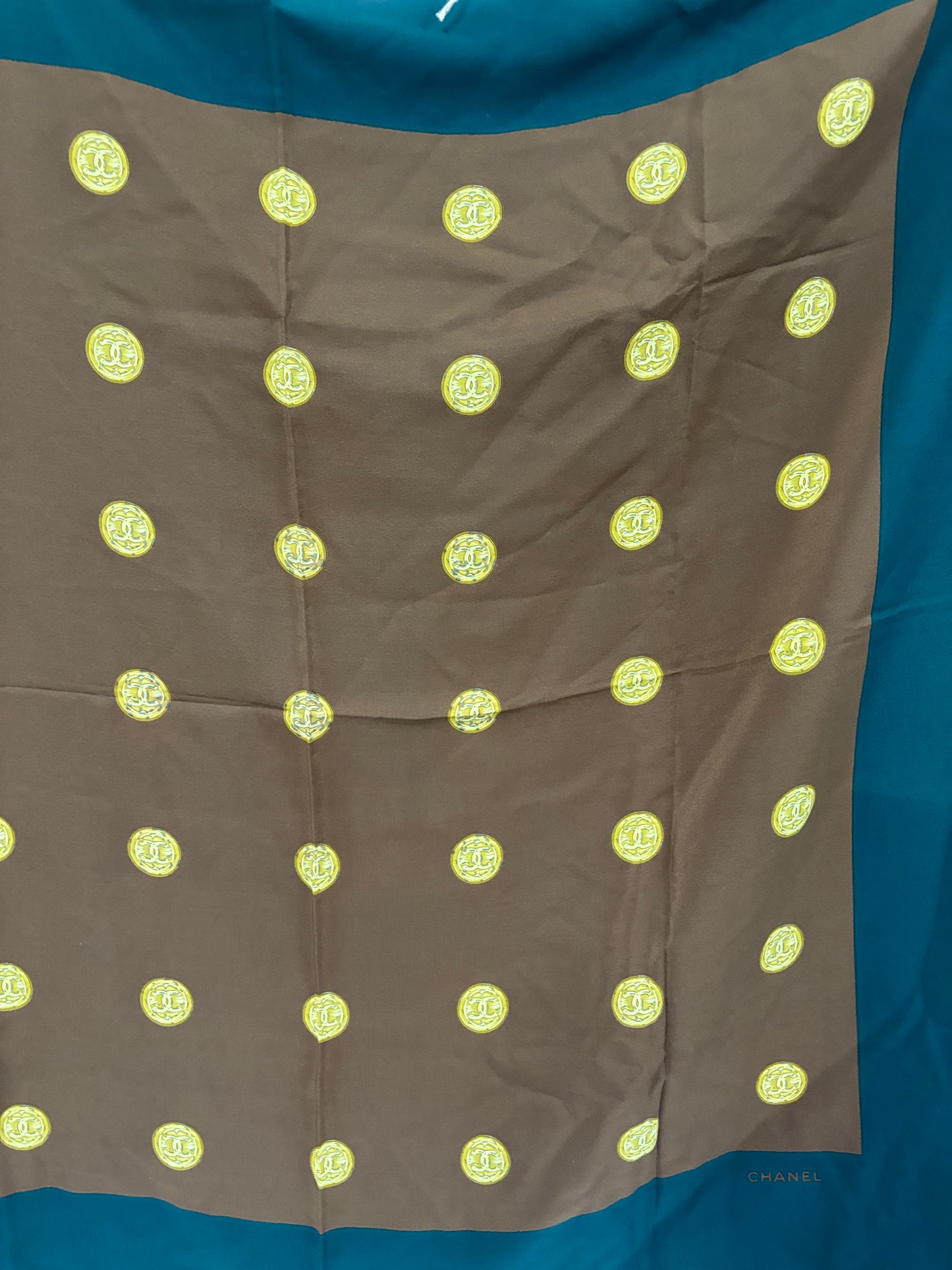Auth Chanel Scarf Silk green 90 x 90cm - 110624
