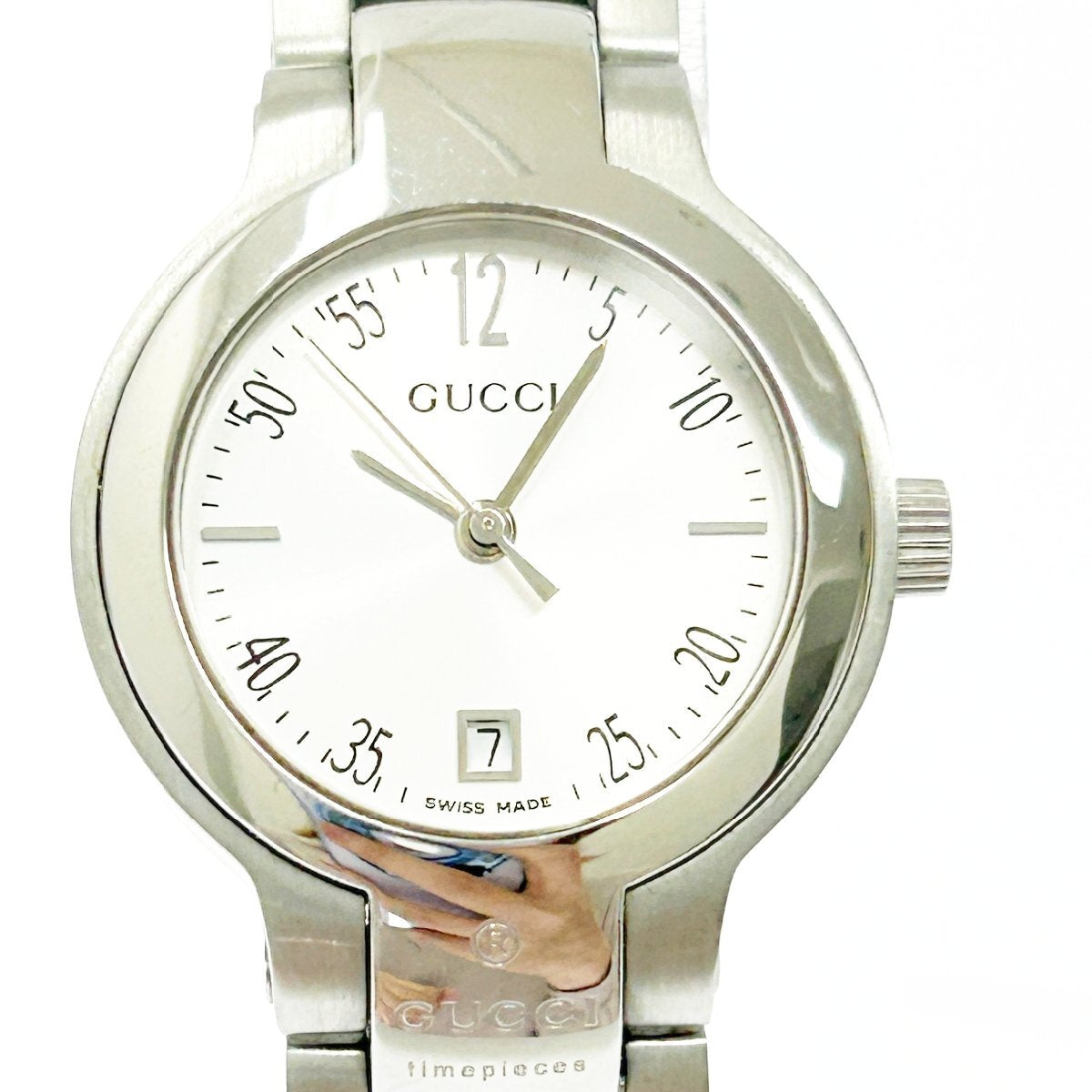 Rare Women Gucci silver tone watch with box Mint Cond - 060624