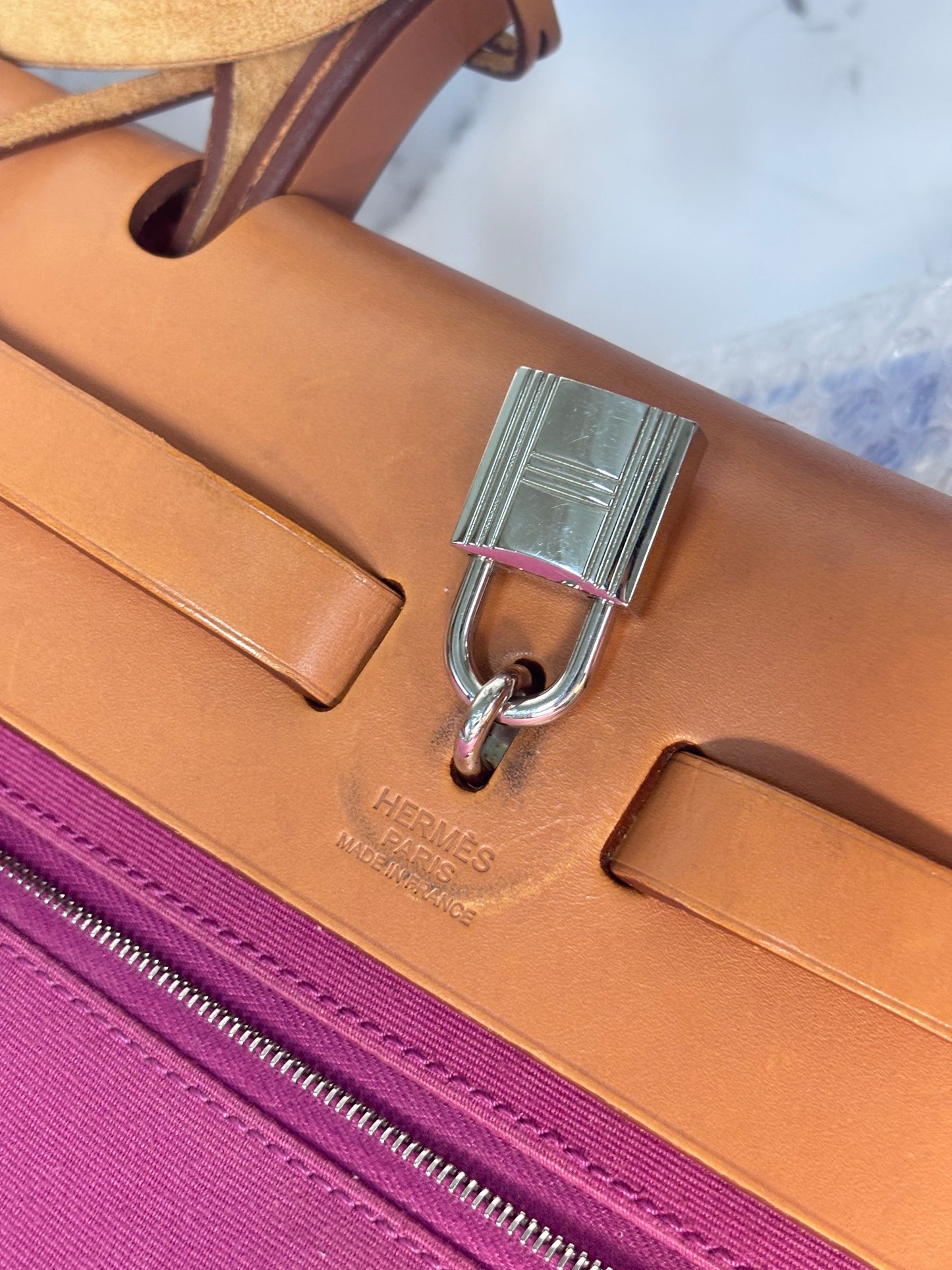Auth Hermes herbag 31 with original box key and lock shoulder bag deep pink - Aug-bag