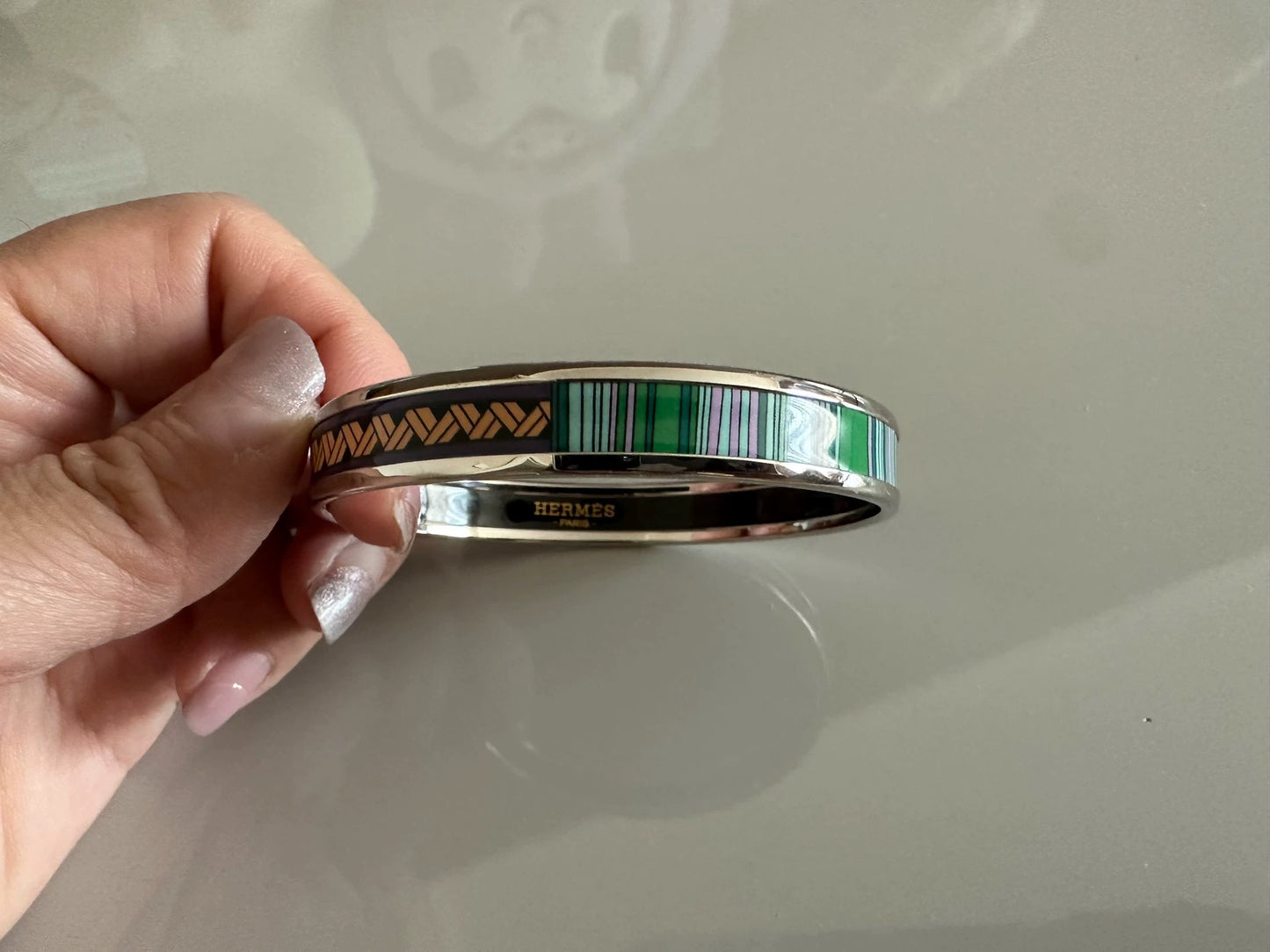 281024-68 Auth Hermes Narrow bangle in enamel bracele