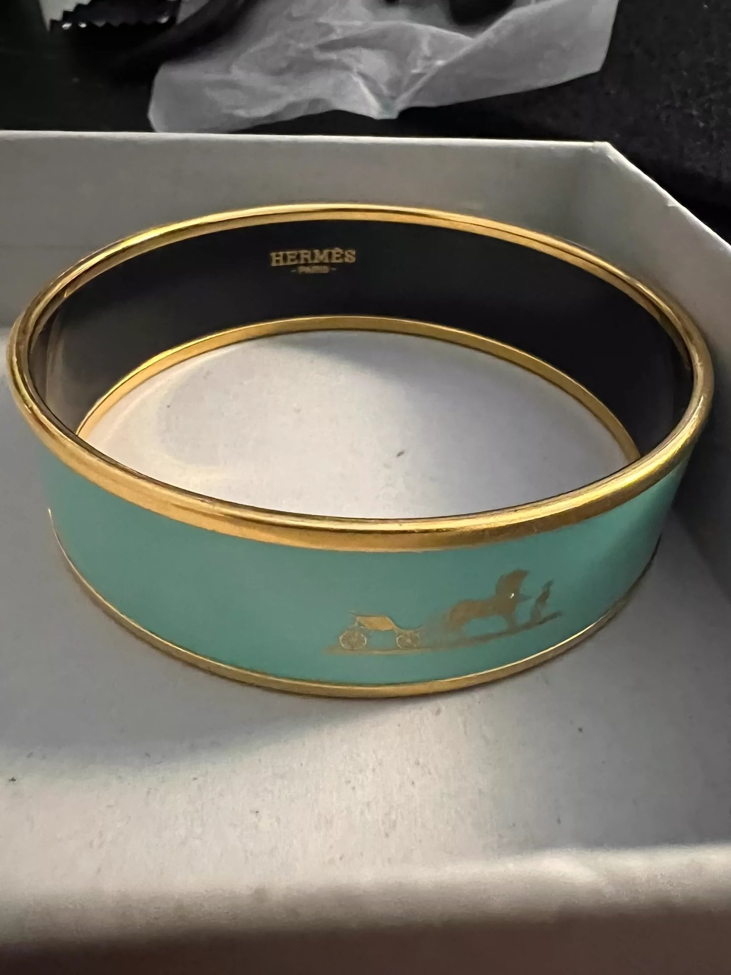 281024-69 Auth HERMES Email Bracelet Bangle Blanc Size 20mm