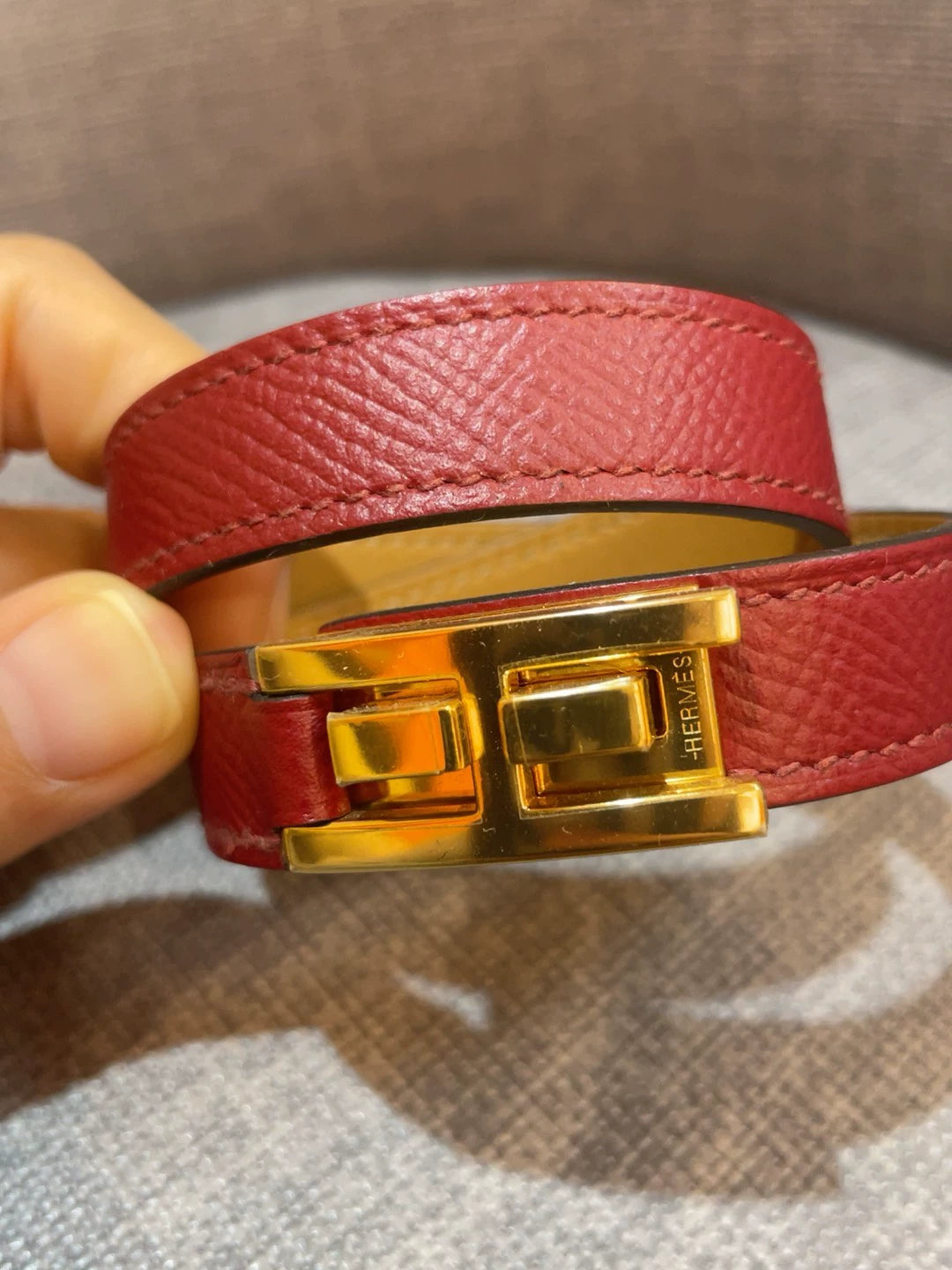 281024-74 Auth HERMES Kelly double tour bracelet hardware T1
