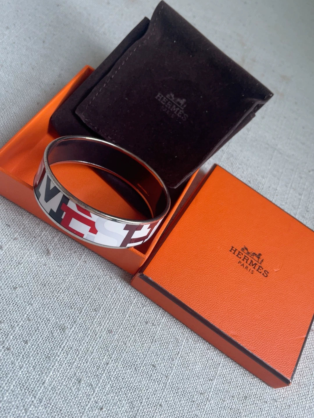 281024-27 Auth HERMES Bracelet Bangle Blanc Size GM