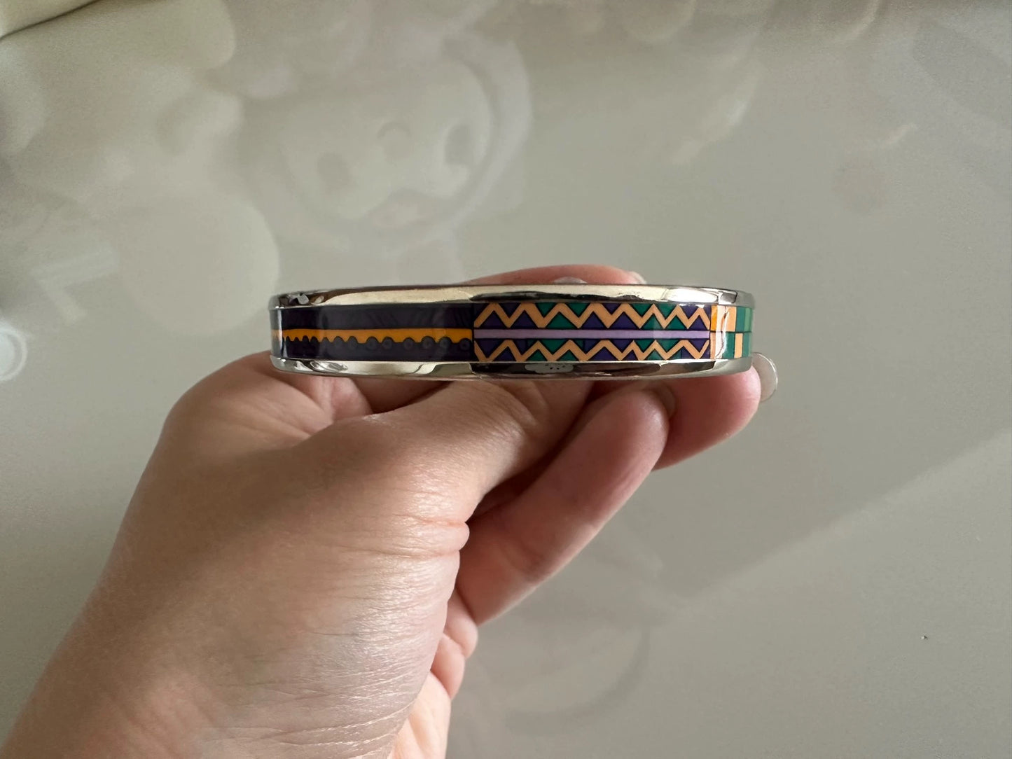 281024-68 Auth Hermes Narrow bangle in enamel bracele