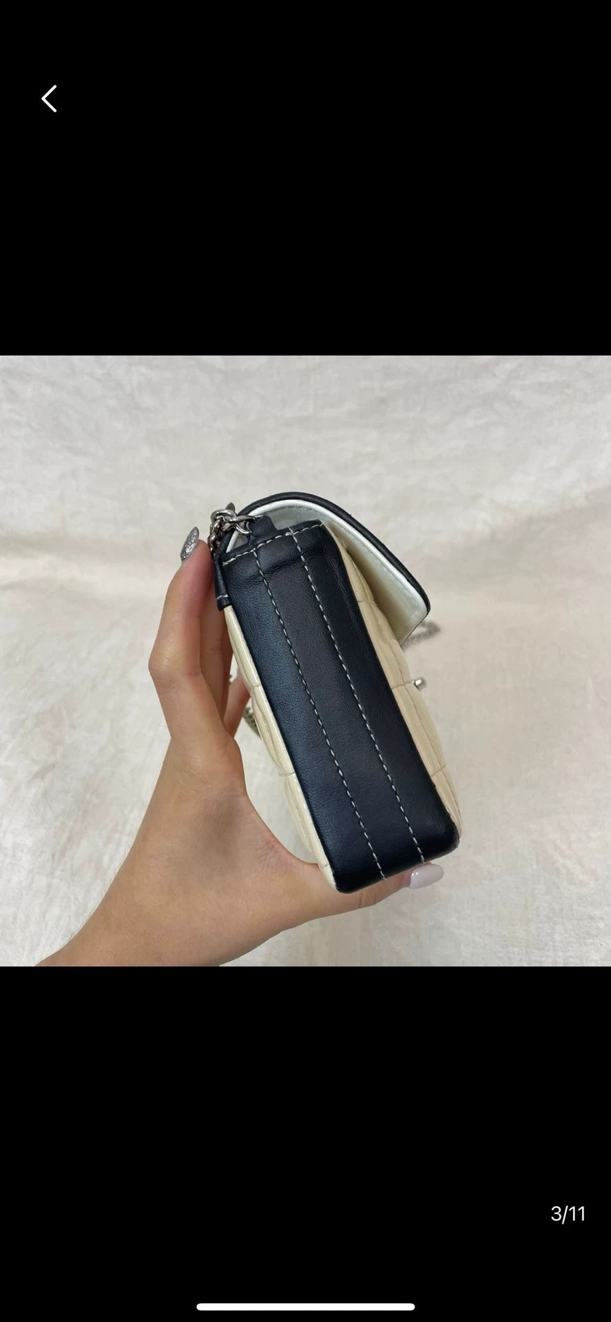 221124-25 Auth CHANEL Middle Bag lamskin handbag