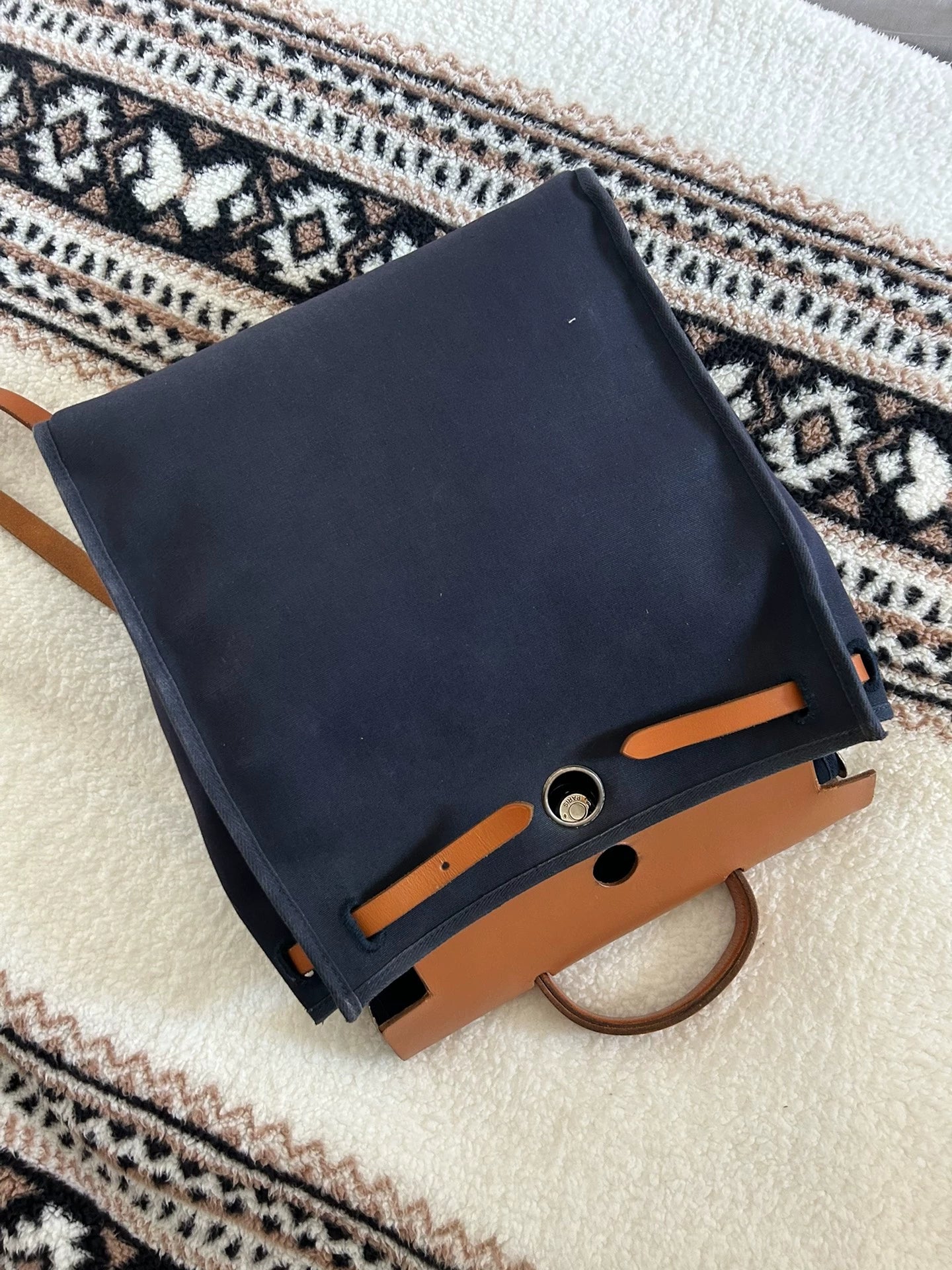 Jun25-bag-52 Auth Hermes Herbag PM 31 canvas Tote handbag shoulder bag