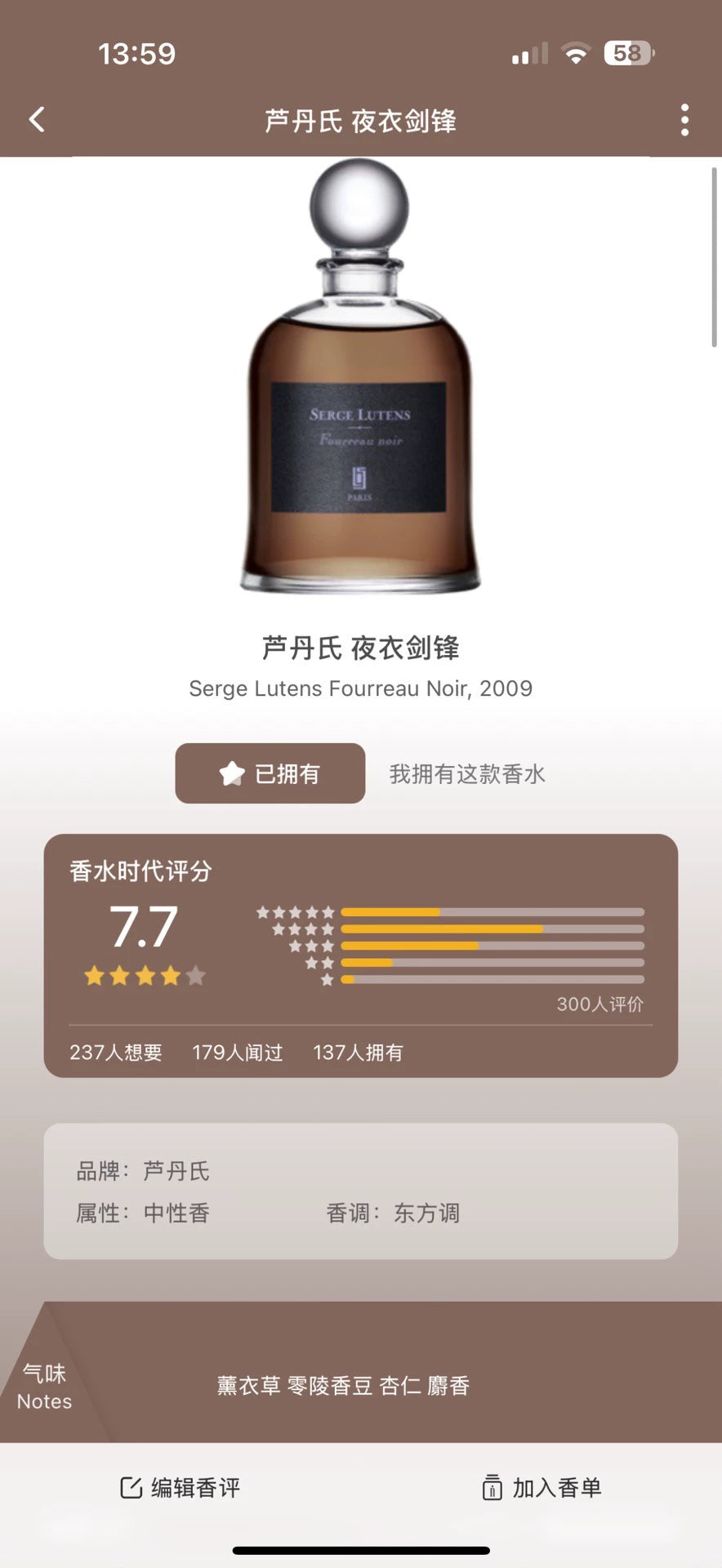 050126-53 Serge Lutens 75ml 2.5 oz eau de parfum EDP