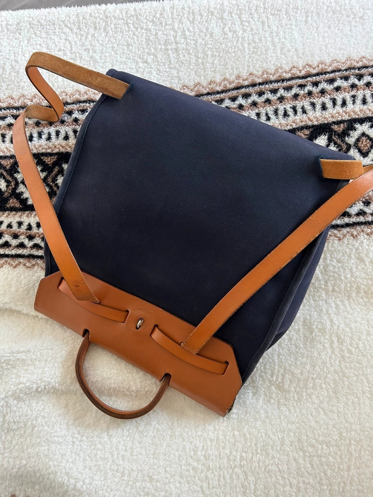 Jun25-bag-52 Auth Hermes Herbag PM 31 canvas Tote handbag shoulder bag