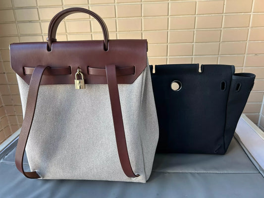 100625-38 Auth Hermes Herbag PM 31 canvas Tote handbag shoulder bag