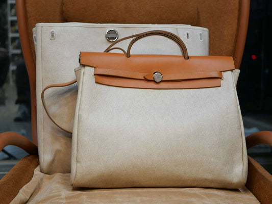 Jun25-bag-53 Auth Hermes Herbag 39 MM canvas Tote handbag shoulder bag