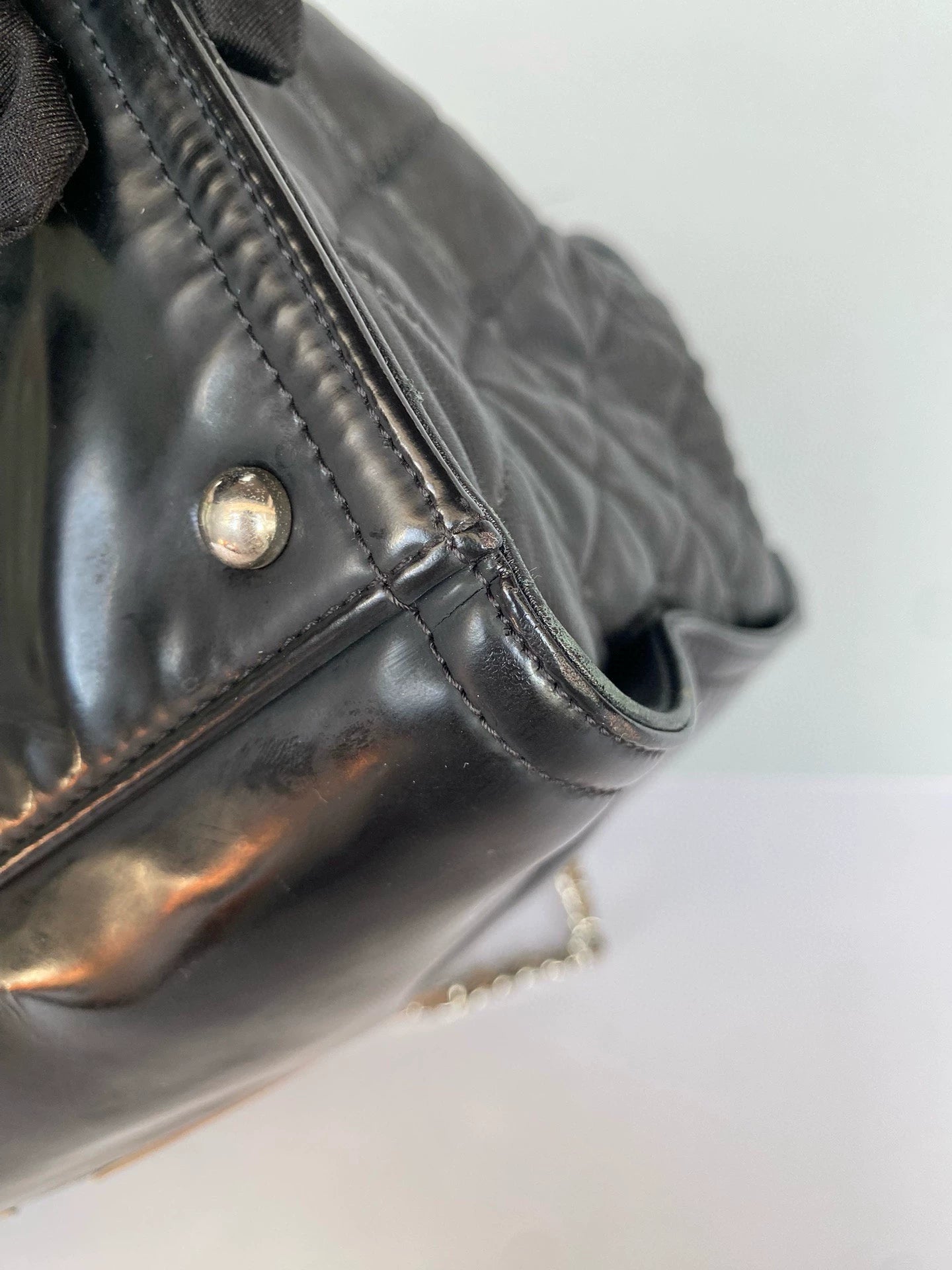 221124-61 CHANEL Big logo double C patent leather shoulder bag