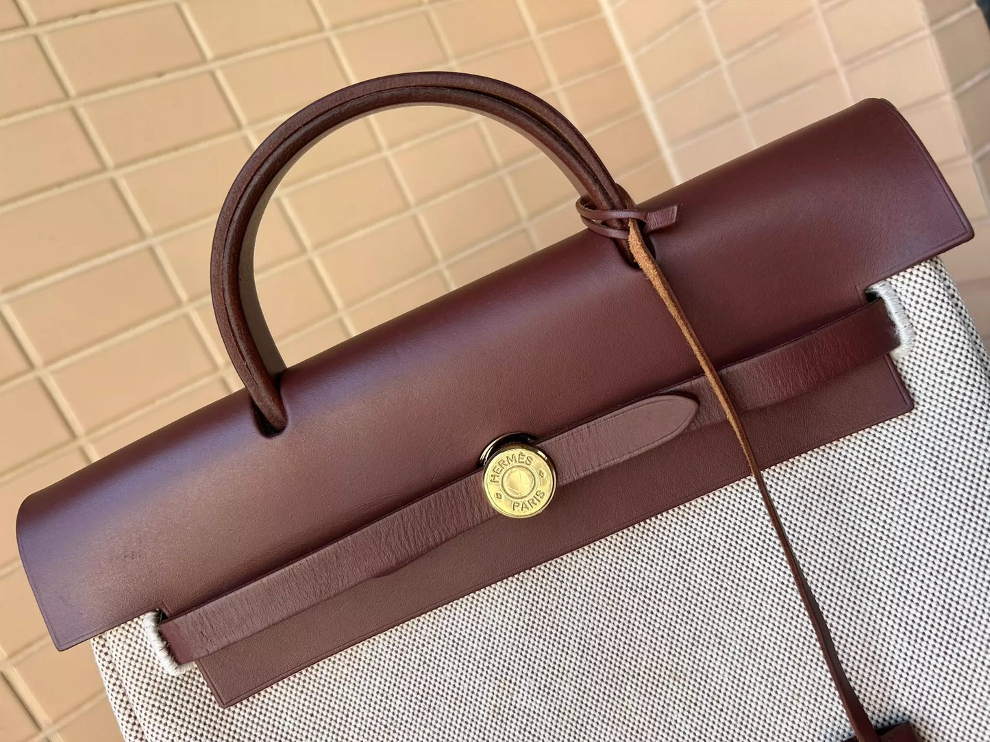 100625-38 Auth Hermes Herbag PM 31 canvas Tote handbag shoulder bag