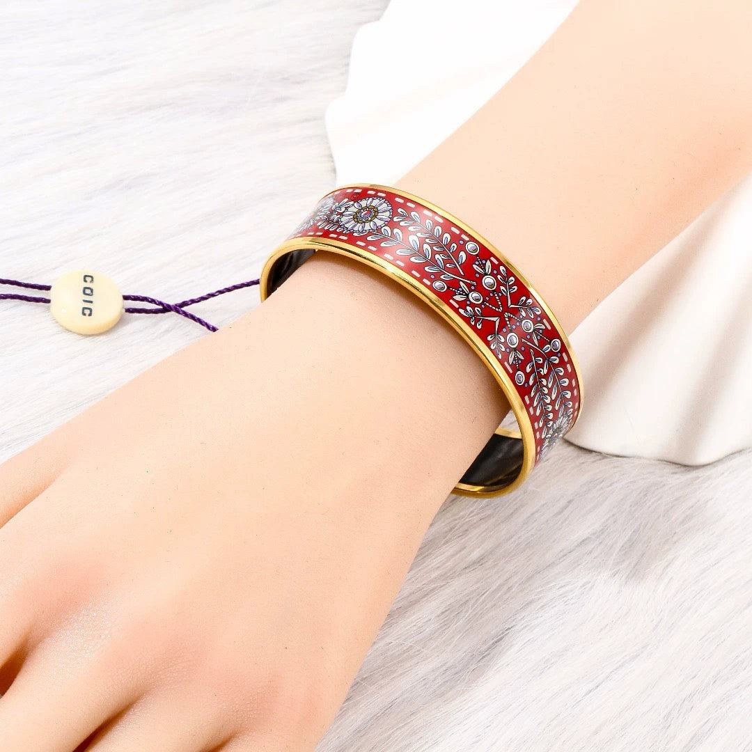 281024-73 Auth HERMES Email Bracelet Bangle Blanc Size 20mm