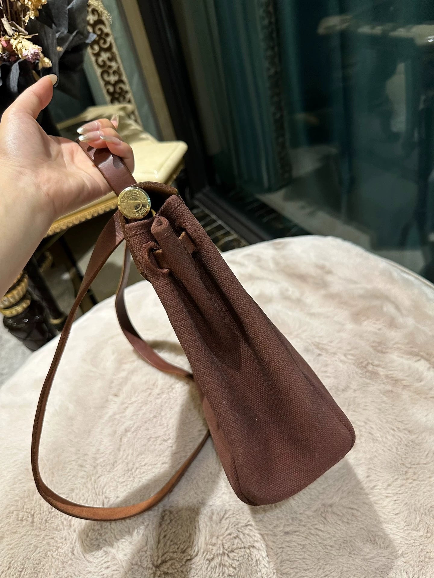 310725-47 Auth Hermes Herbag PM 31 canvas Tote handbag shoulder bag