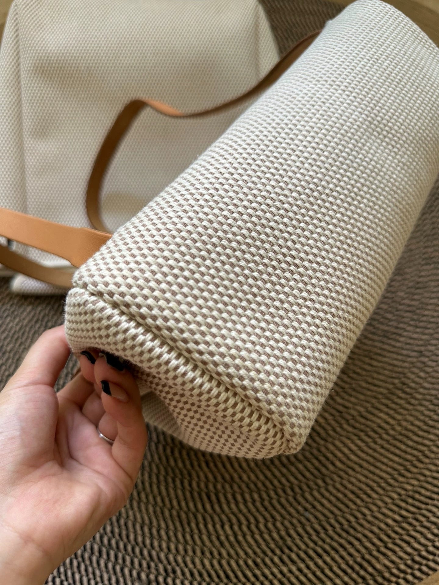 Jun25-bag-45 Auth Hermes Herbag PM 31 canvas Tote handbag shoulder bag