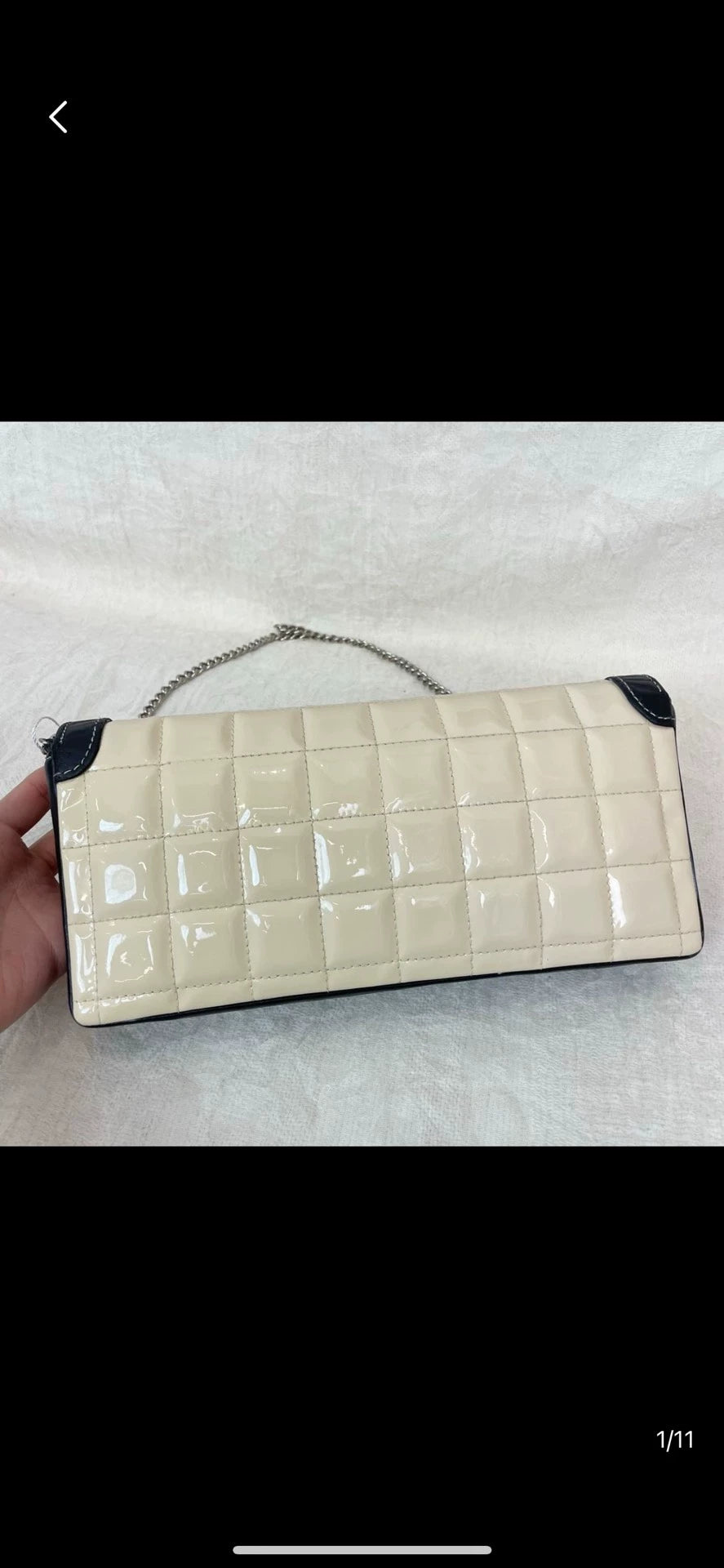 221124-25 Auth CHANEL Middle Bag lamskin handbag