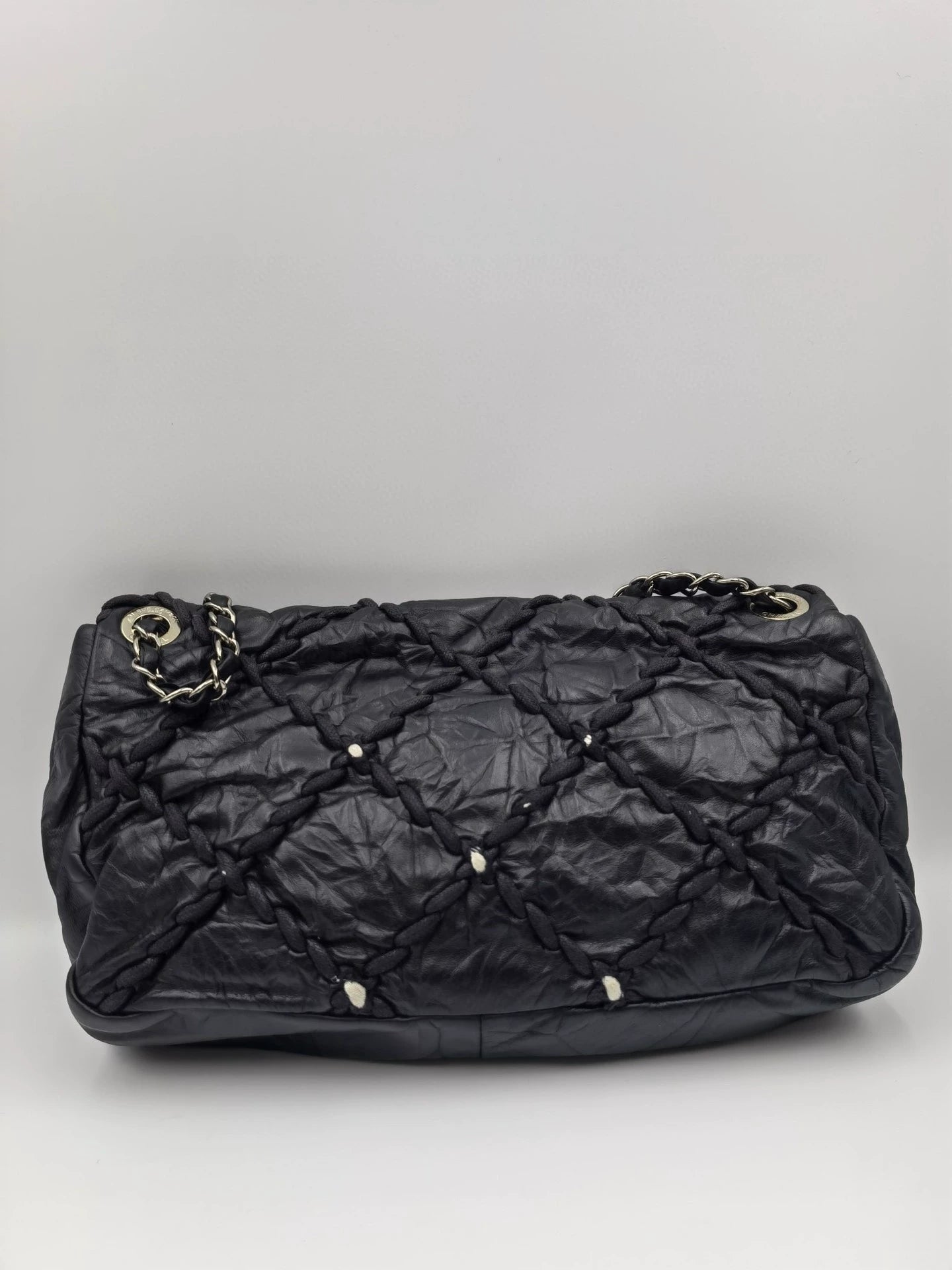 050125-1 CHANEL black silver handbag bag