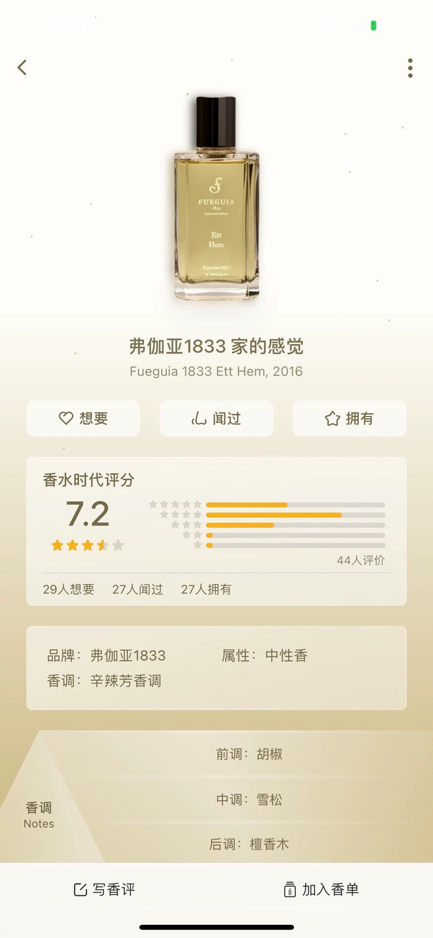 161026A-34 Fueguia 1833 Fueguia Home Feeling Parfum 100ml 3.4 oz
