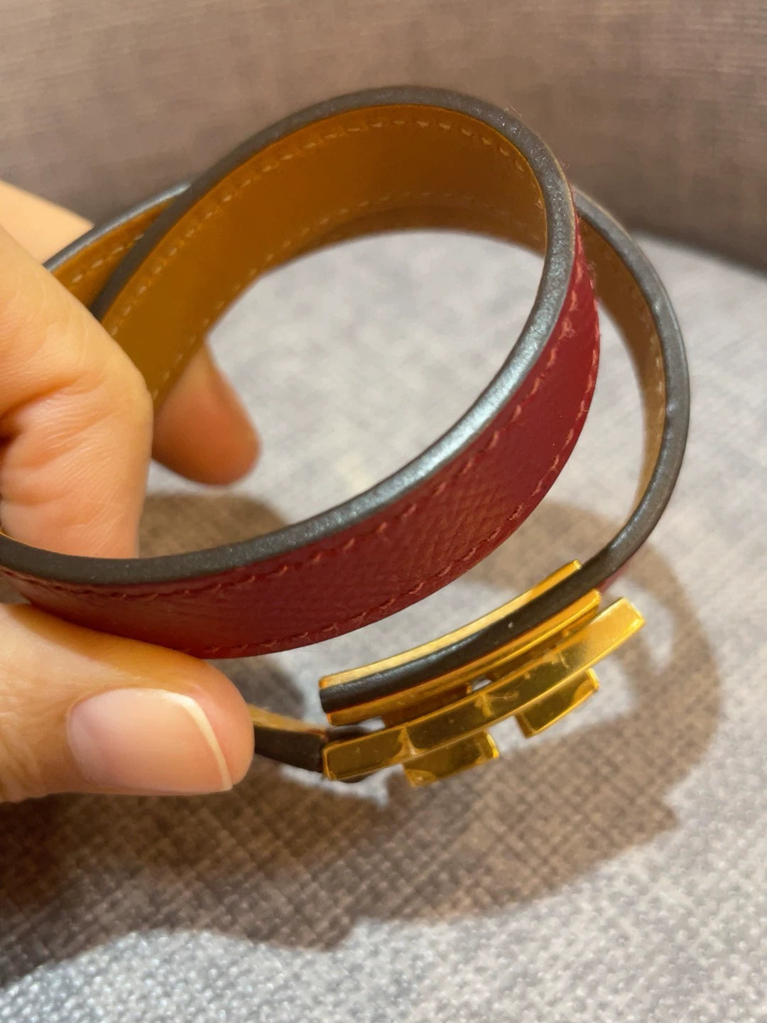281024-74 Auth HERMES Kelly double tour bracelet hardware T1