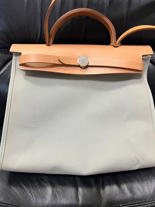 Jun25-bag-55 Auth Hermes Herbag PM 31 canvas Tote handbag shoulder bag