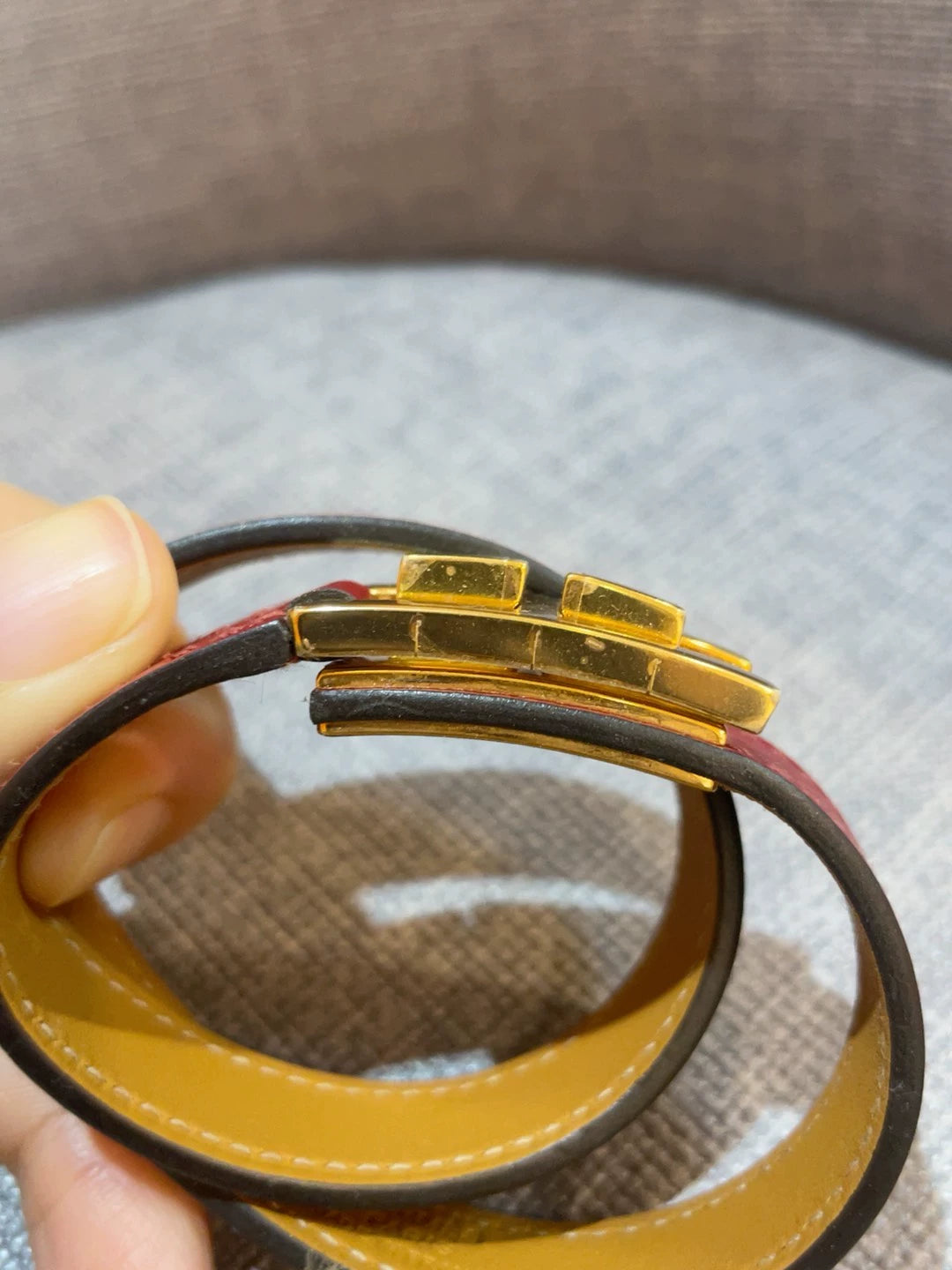 281024-74 Auth HERMES Kelly double tour bracelet hardware T1