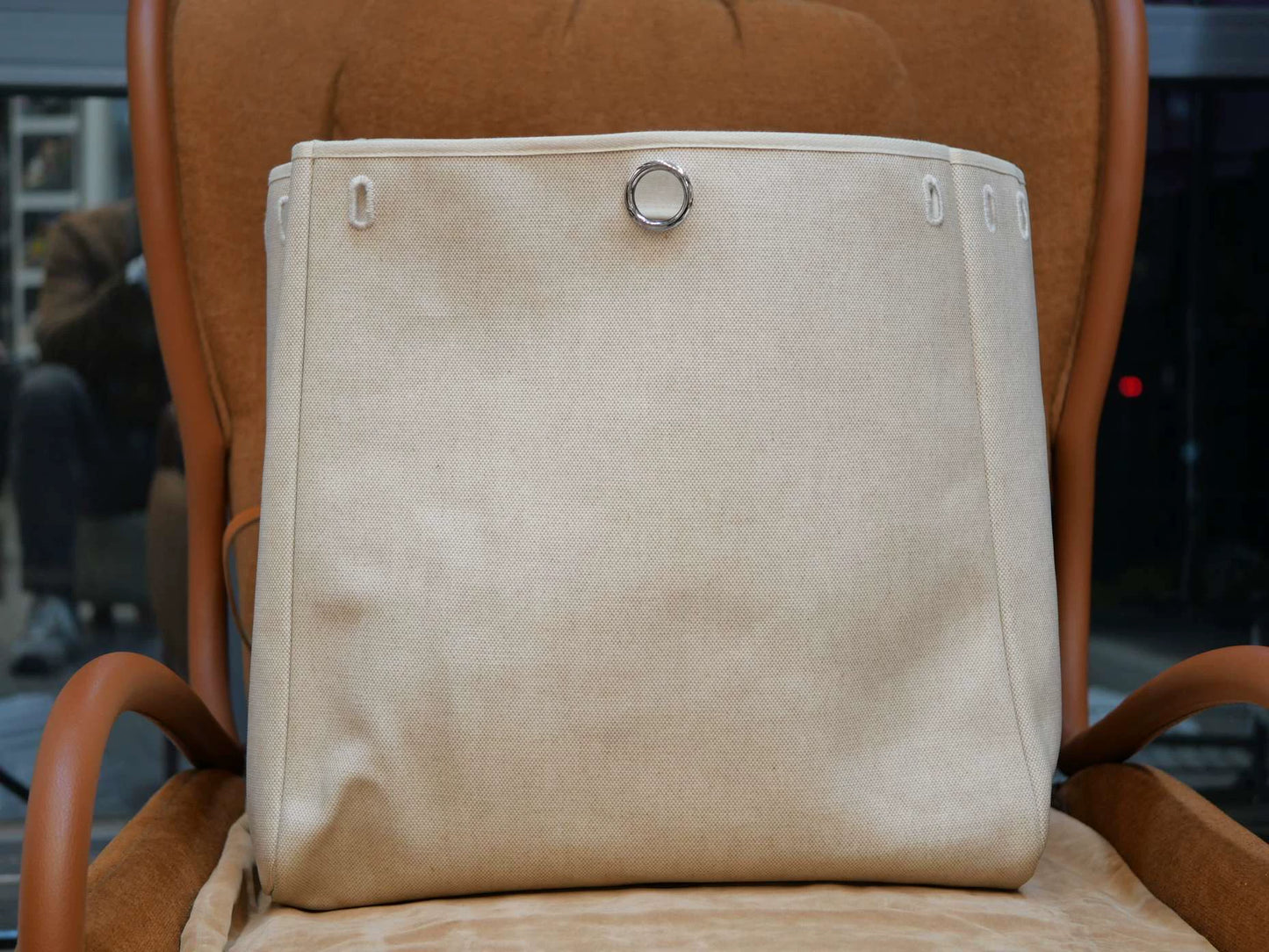 Jun25-bag-53 Auth Hermes Herbag 39 MM canvas Tote handbag shoulder bag
