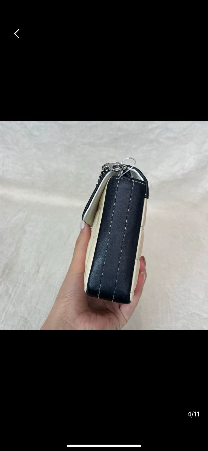 221124-25 Auth CHANEL Middle Bag lamskin handbag