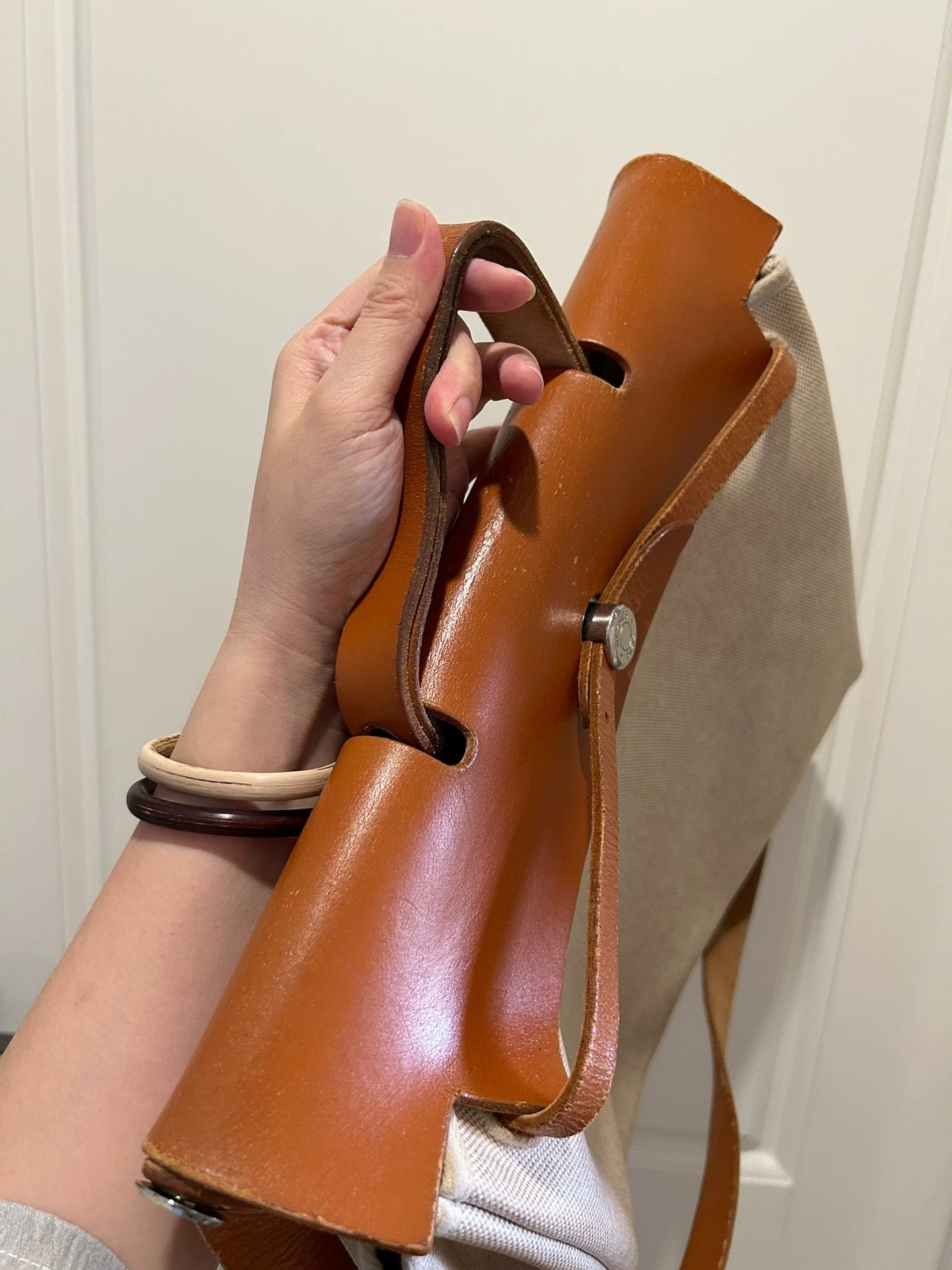 Jun25-bag-51 Auth Hermes Herbag 39 MM canvas Tote handbag shoulder bag