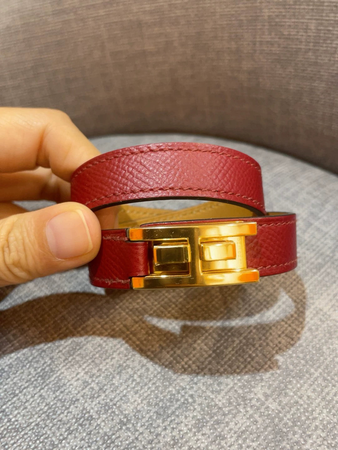 281024-74 Auth HERMES Kelly double tour bracelet hardware T1