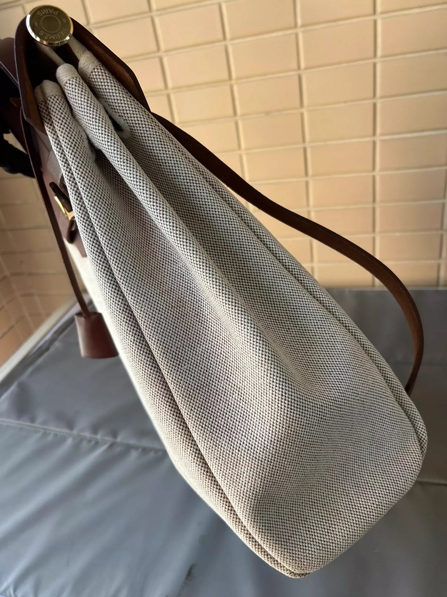 100625-38 Auth Hermes Herbag PM 31 canvas Tote handbag shoulder bag
