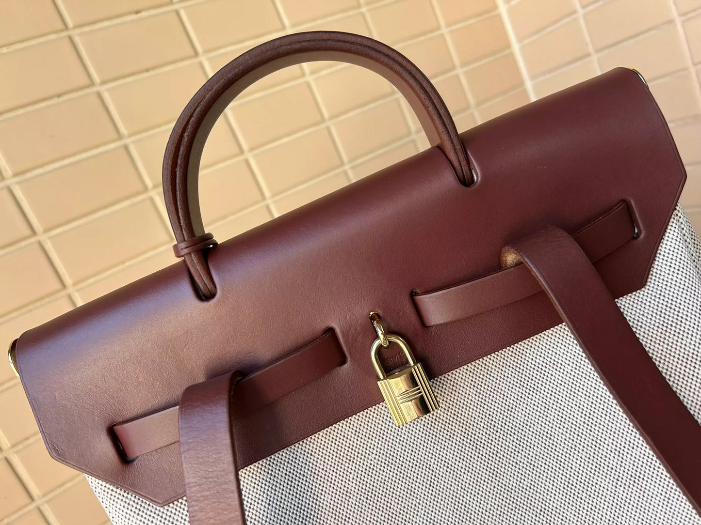 100625-38 Auth Hermes Herbag PM 31 canvas Tote handbag shoulder bag