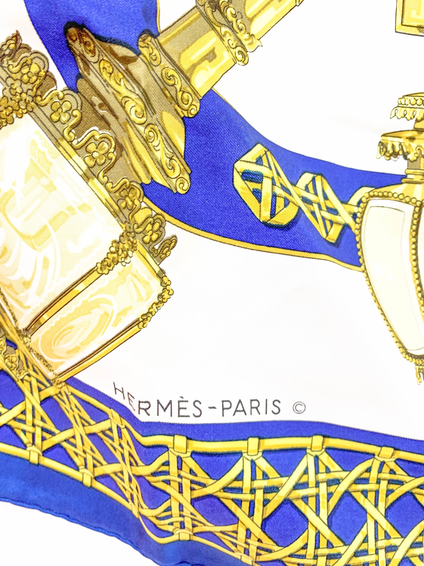 Rare Auth Hermes silk scarf navy 35" x 35" - 220224