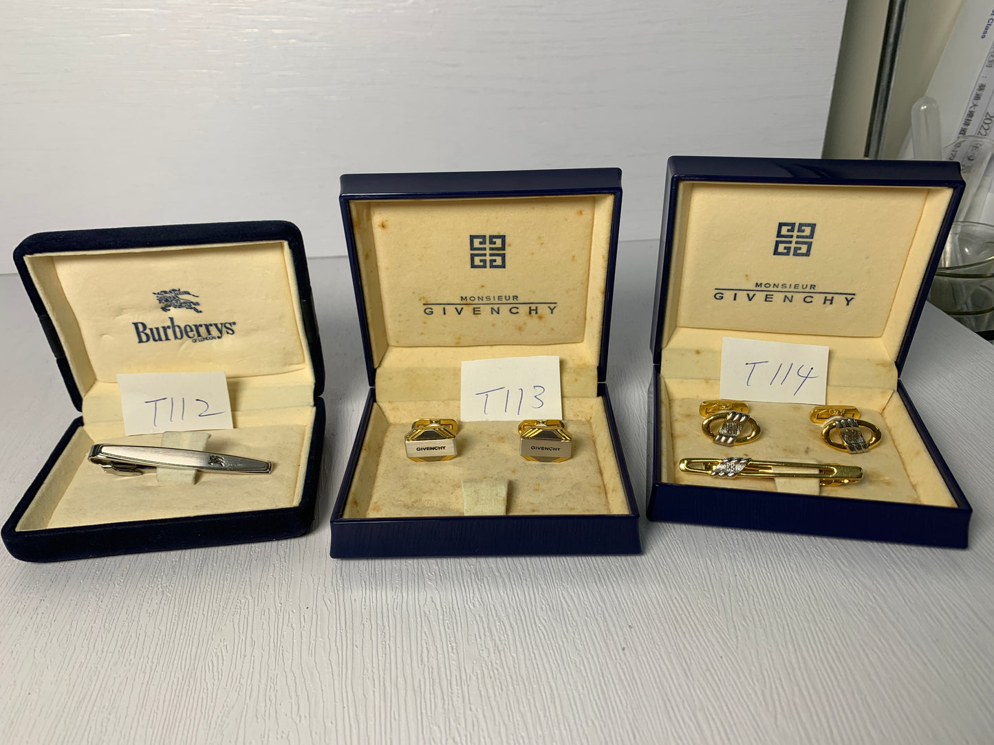 復古金色領帶夾 Burberrys Givenchy 袖扣帶盒 - 3MAR