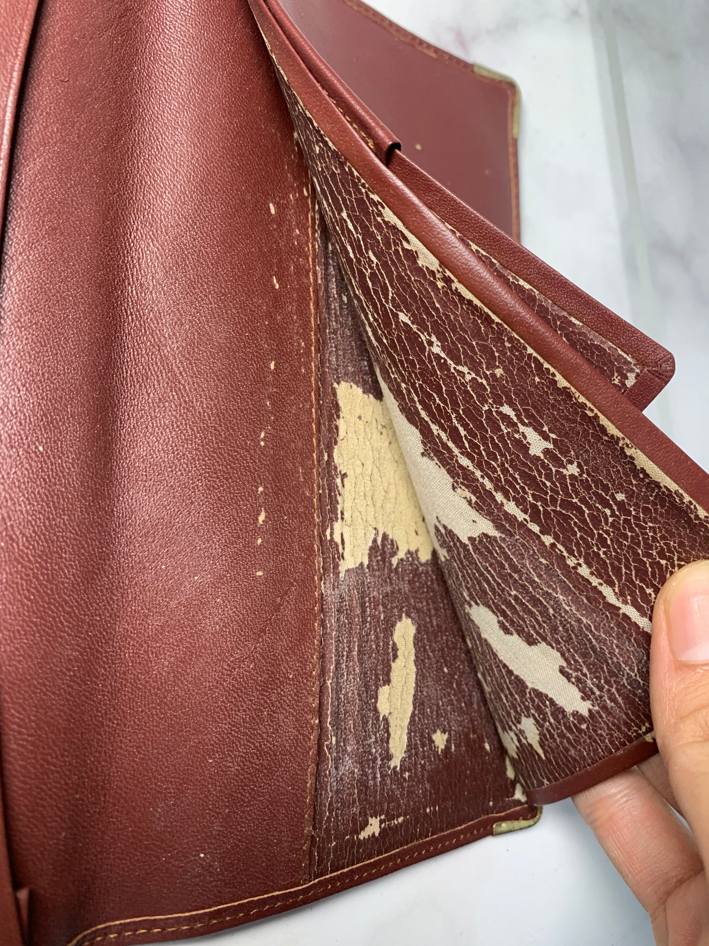 Cartier red leather wallet with coins bag - 060224