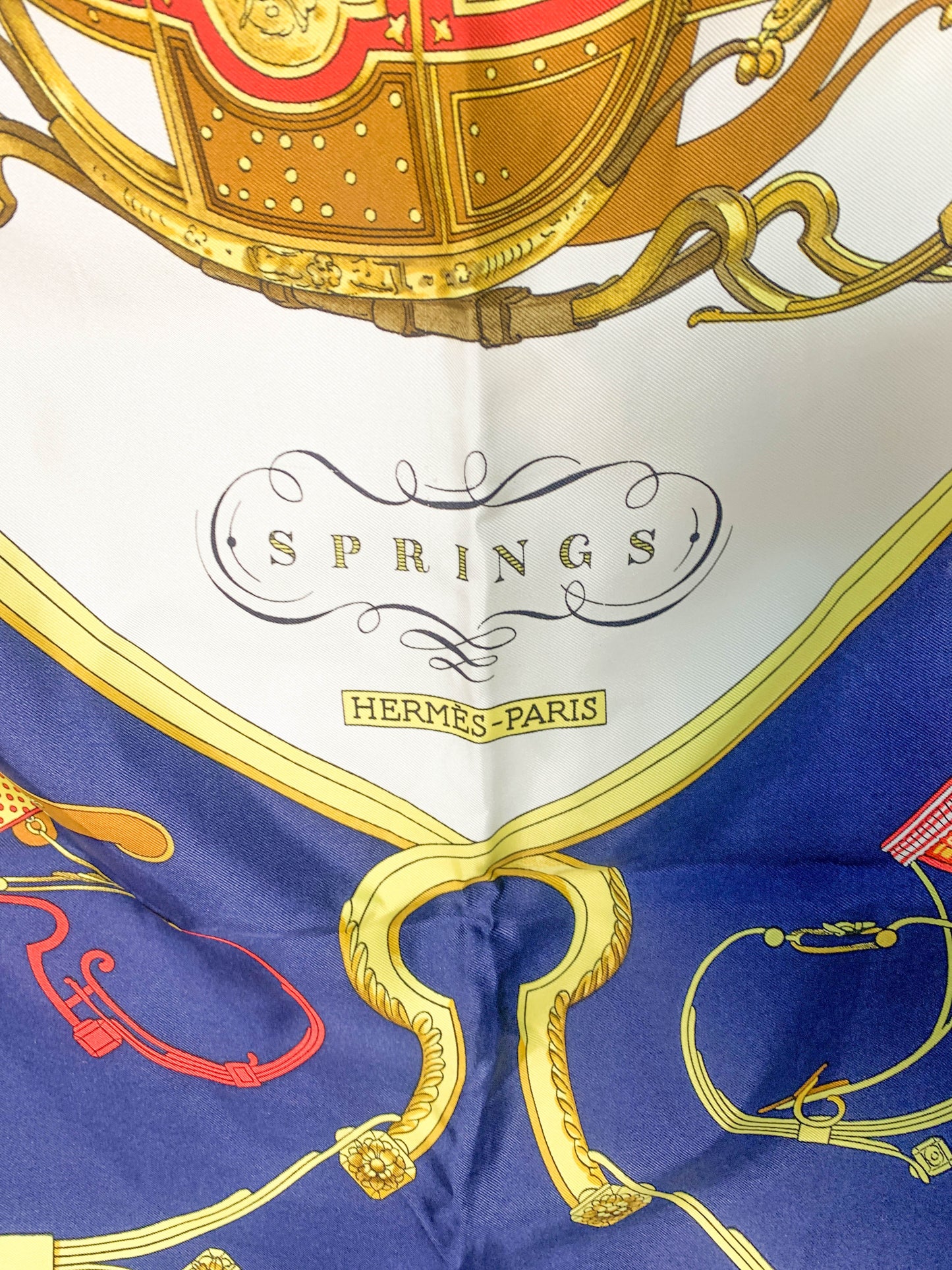 Rare Auth Hermes silk scarf navy 35" x 35" - 220224