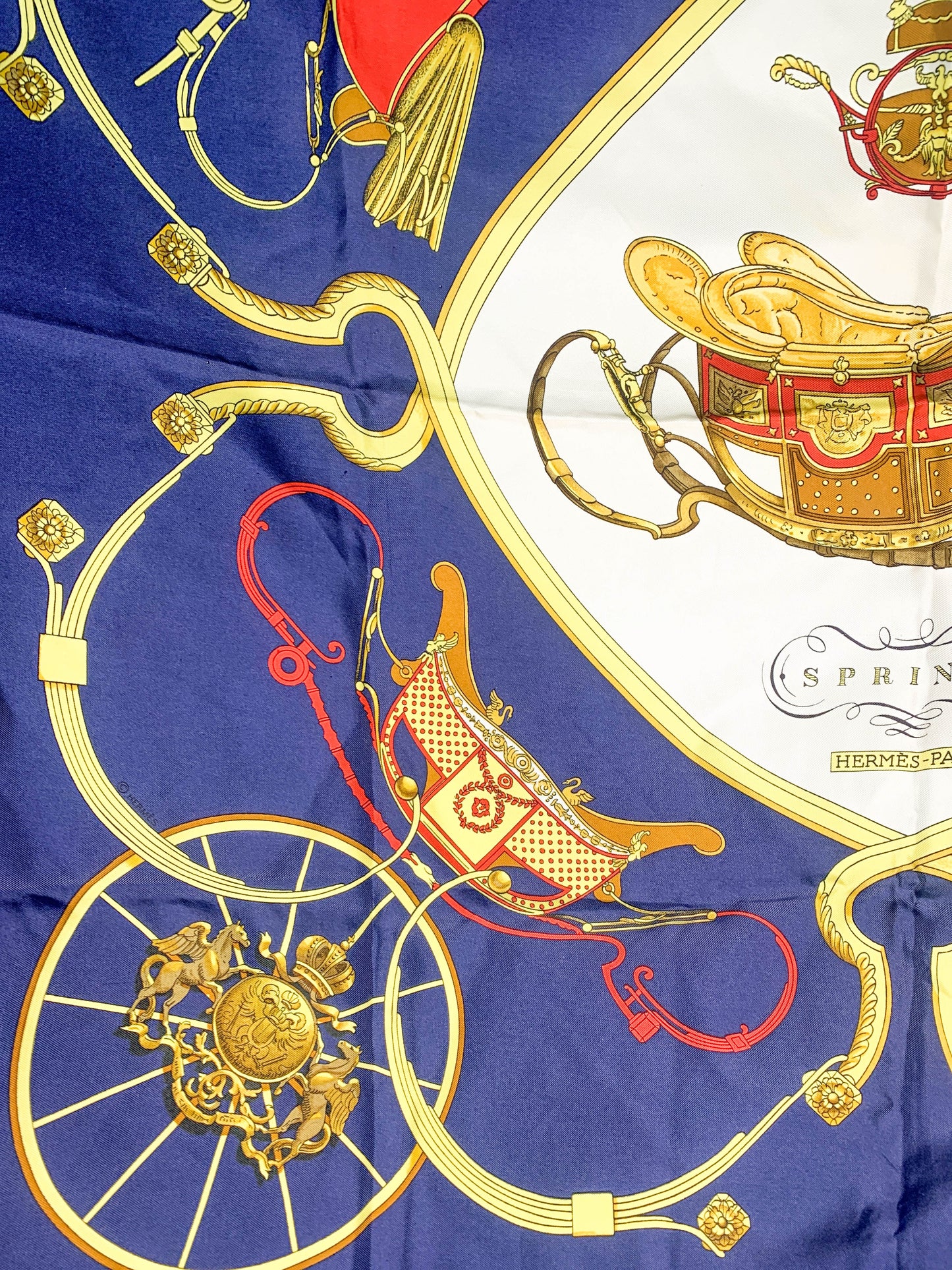 Rare Auth Hermes silk scarf navy 35" x 35" - 220224