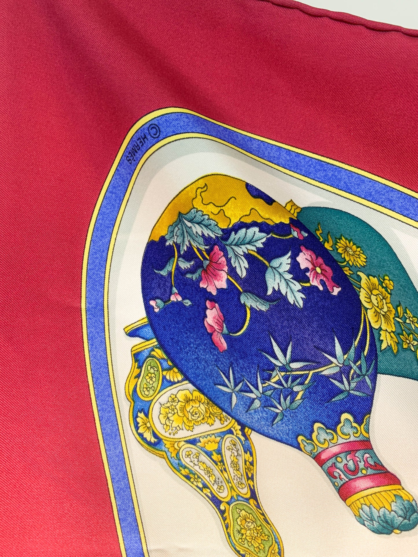 Rare Auth Hermes silk scarf dark red 35" x 35" - 220224