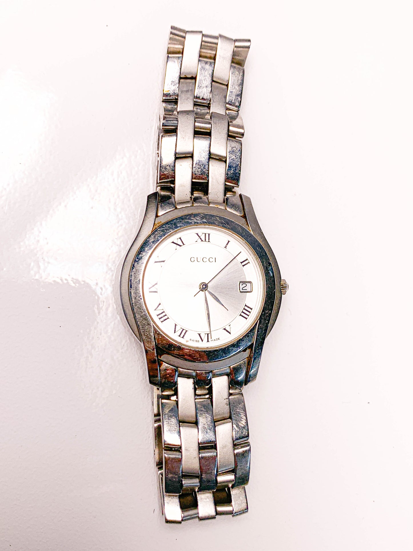 Rare Men Gucci Silver tone watch - 210224